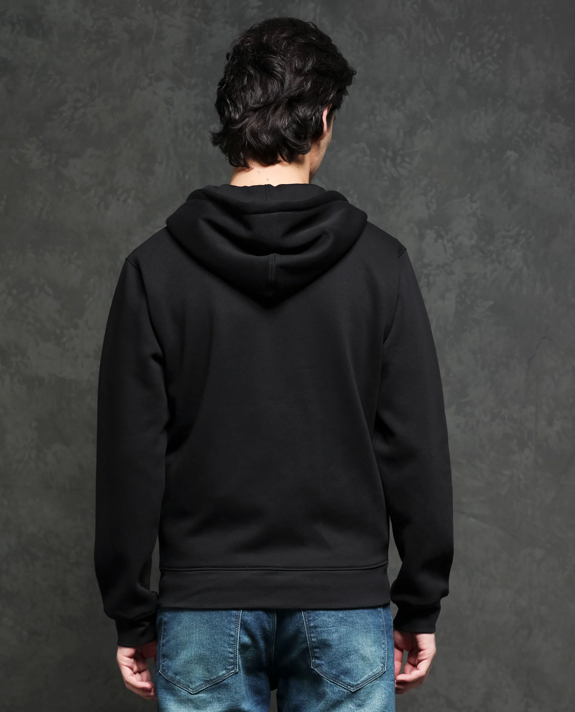 Rare Rabbit Men's Anderson Black Cotton Plain Regular Fit Full Sleeve Hooded Sweatshirt - Image 10