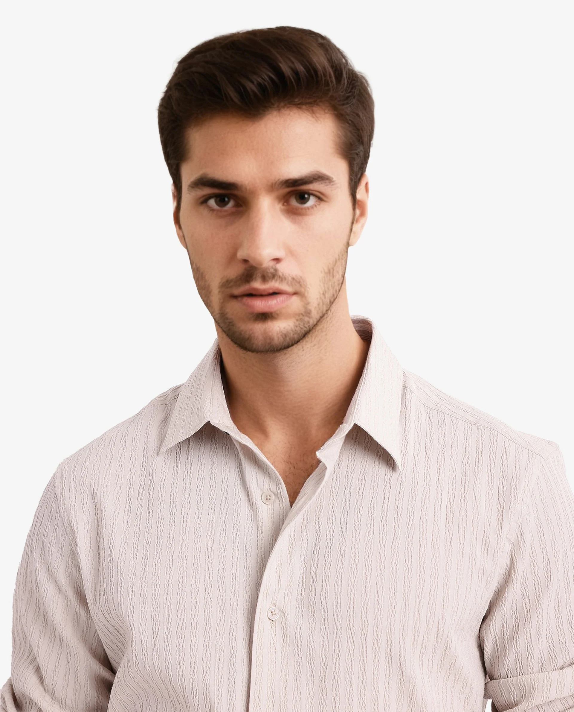 Rare Rabbit Men's Anemo Beige Cotton Striped Print Regular Fit Full Sleeve Collared Shirt - Image 4