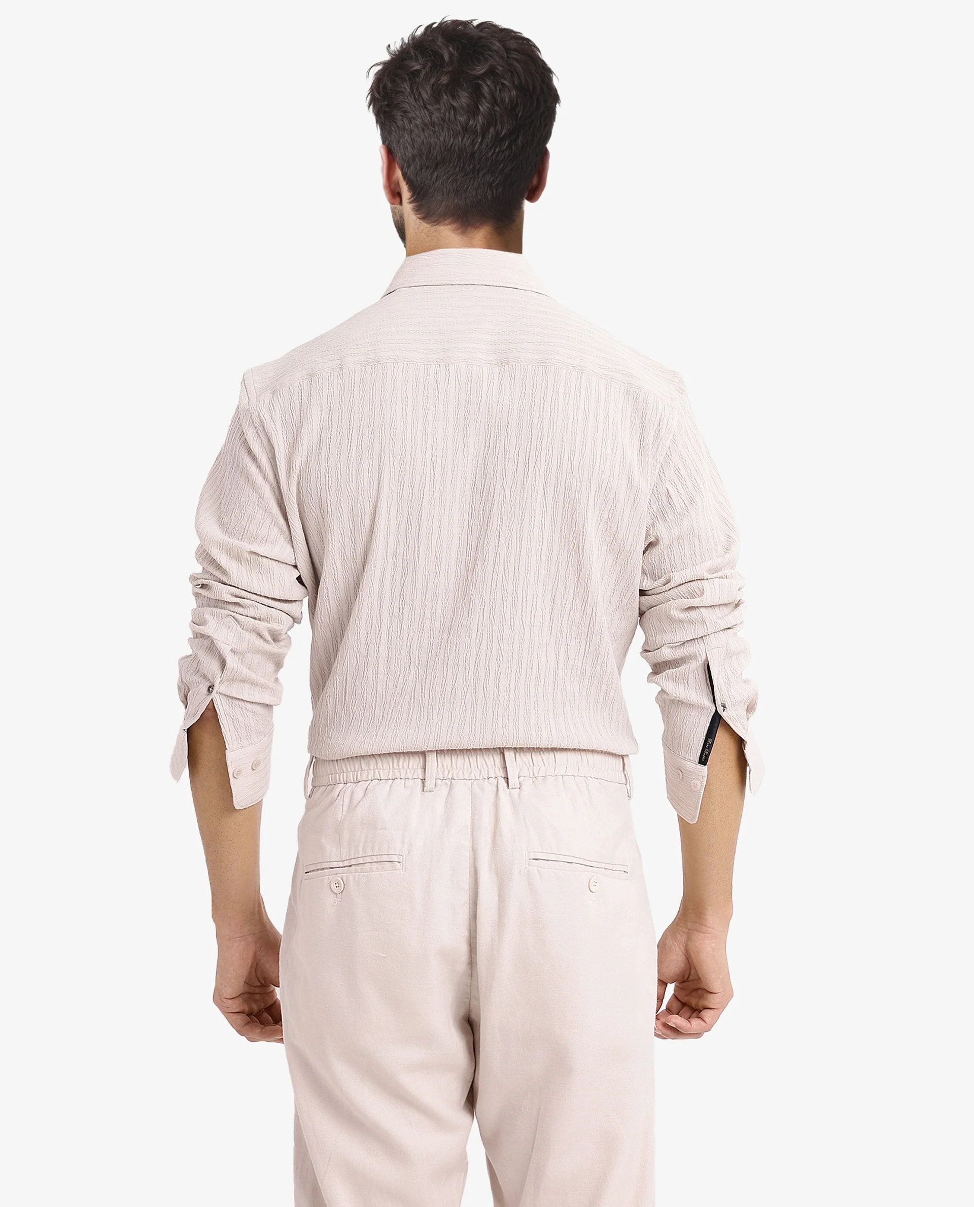 Rare Rabbit Men's Anemo Beige Cotton Striped Print Regular Fit Full Sleeve Collared Shirt - Image 8