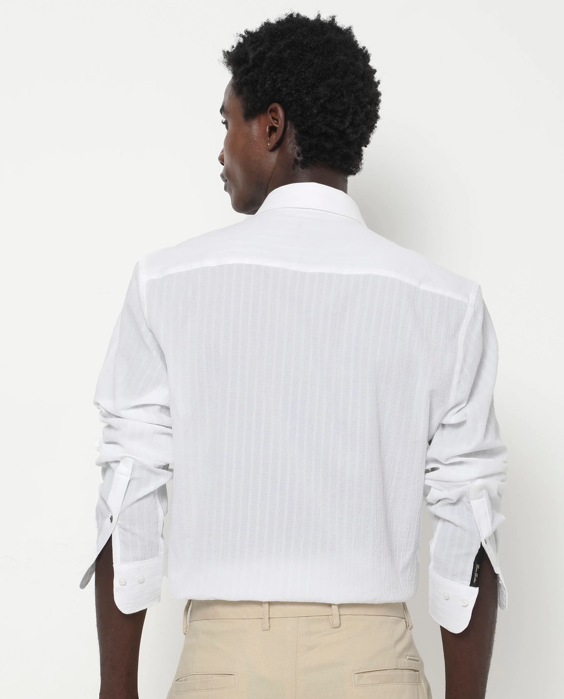 Rare Rabbit Men's Anemo White Cotton Striped Print Regular Fit Full Sleeve Collared Shirt - Image 10