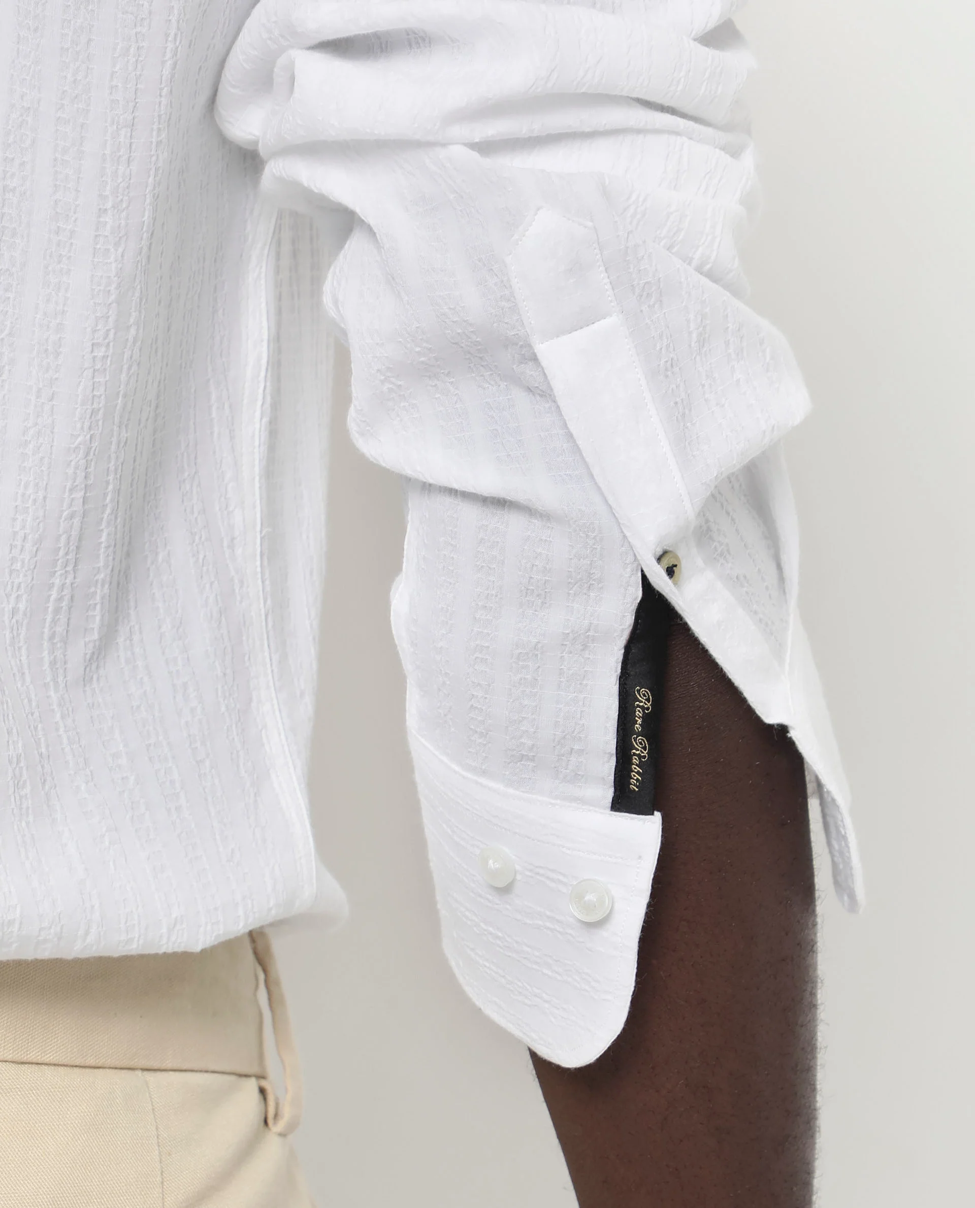 Rare Rabbit Men's Anemo White Cotton Striped Print Regular Fit Full Sleeve Collared Shirt - Image 11