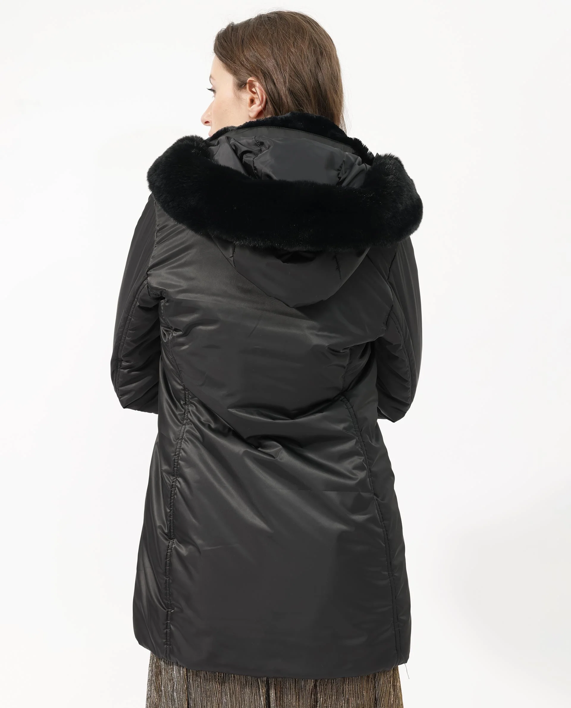 Rareism Women's Angena Black Polyester Hooded Plain Regular Fit Jacket - Image 8