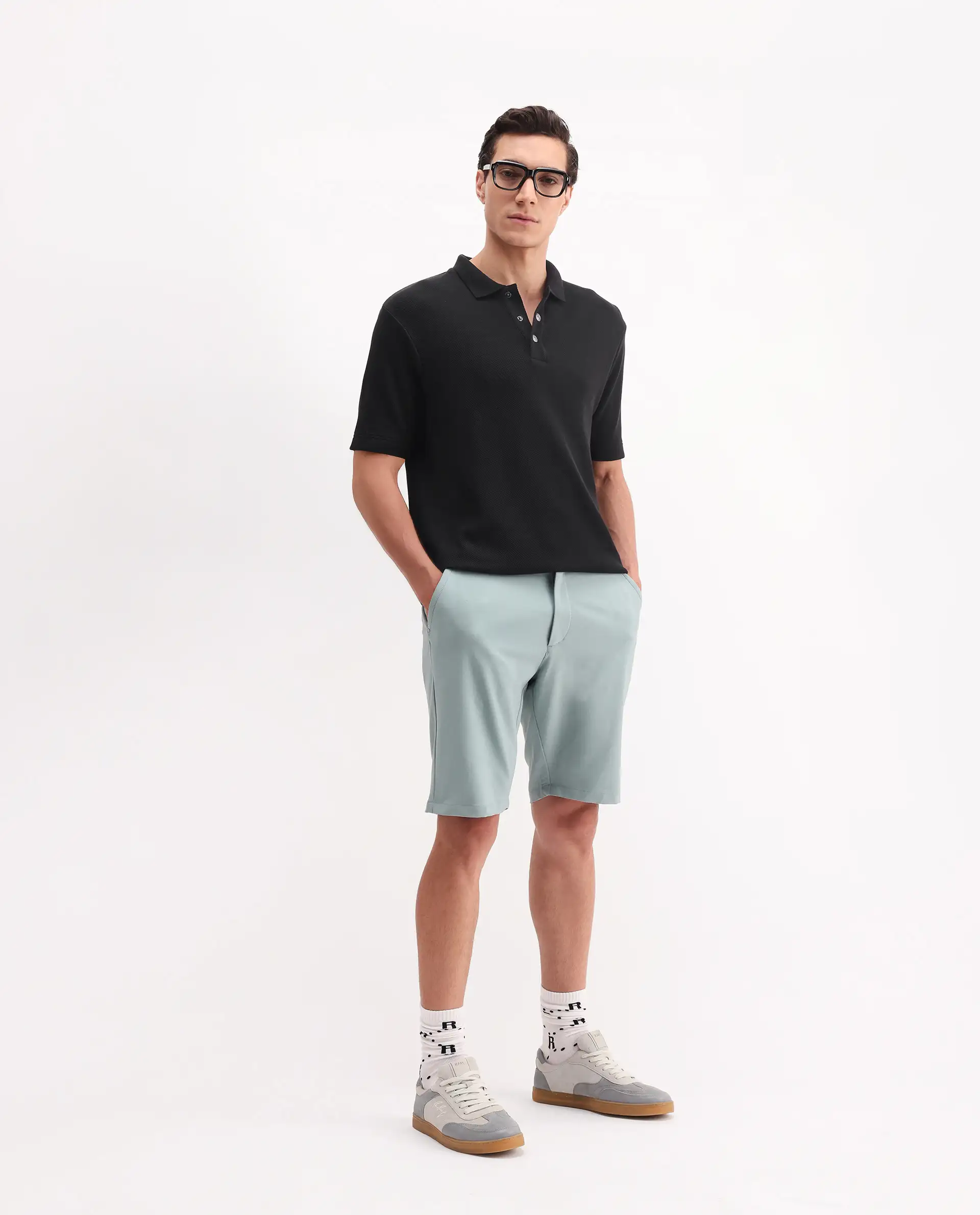 Rare Rabbit Men's Ania Black Cotton Plain Regular Fit Half Sleeve Polo - Image 2