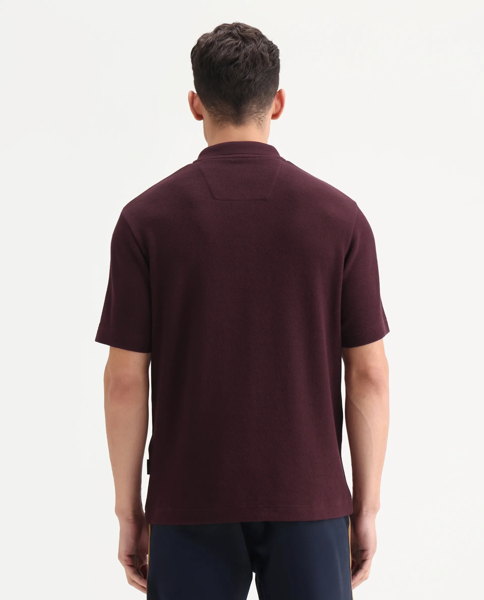 Rare Rabbit Men's Ania Dark Maroon Cotton Plain Regular Fit Half Sleeve Polo - Image 7