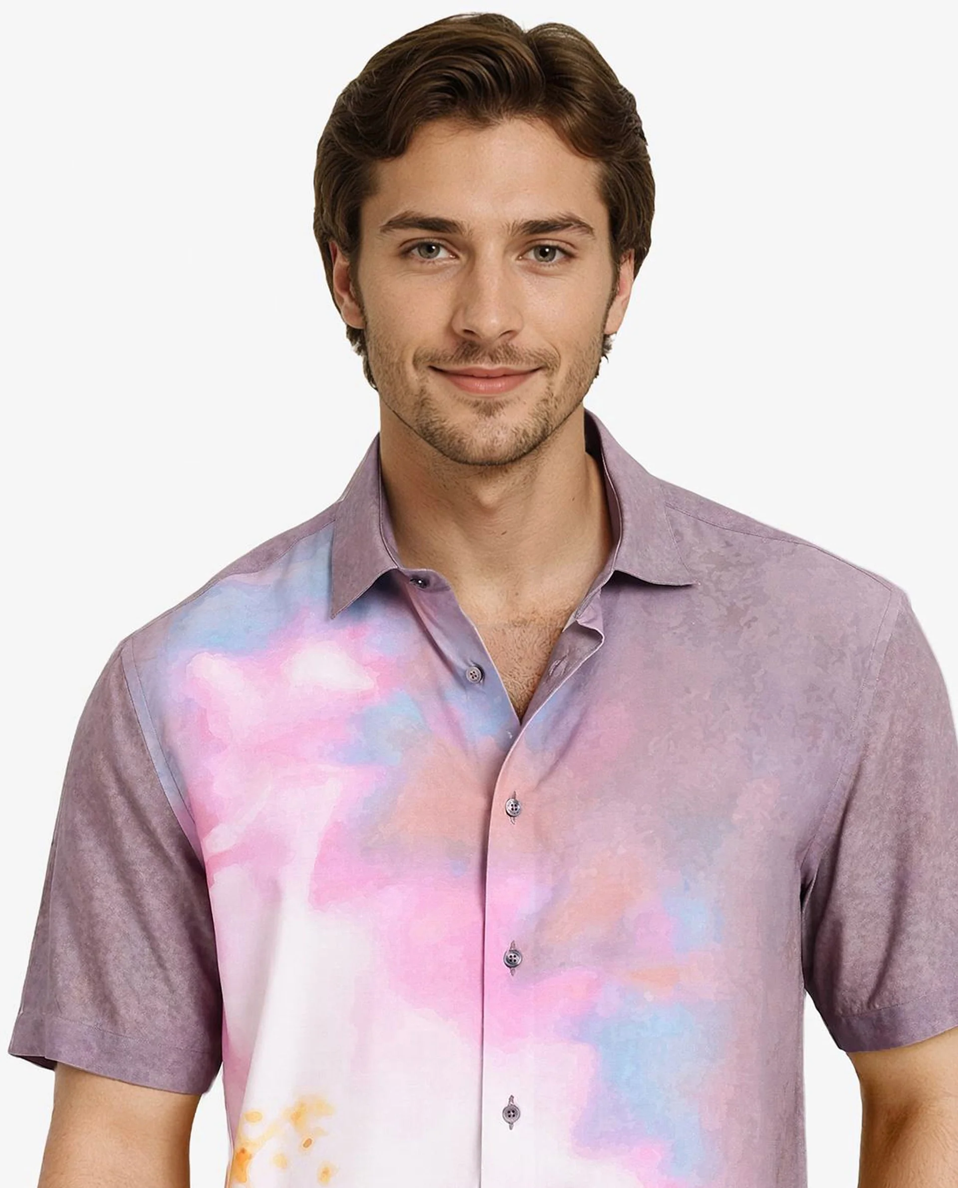 Rare Rabbit Men's Ankaa Grey Viscose Abstract Print Boxy Fit Half Sleeve Collared Shirt - Image 2