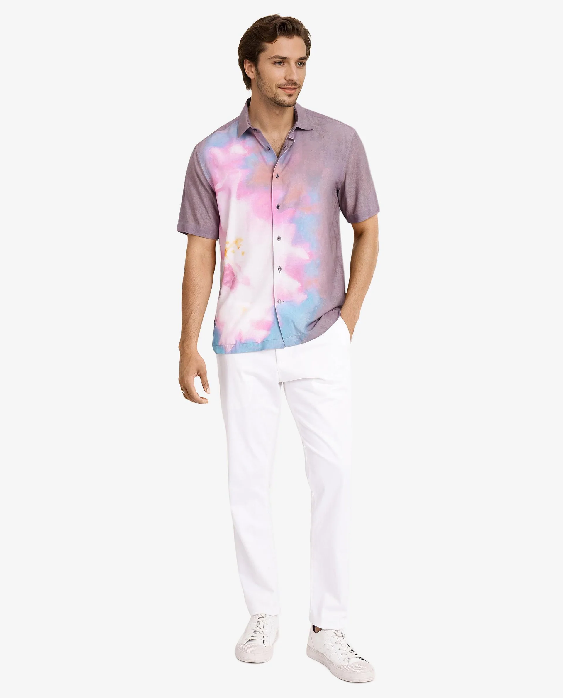 Rare Rabbit Men's Ankaa Grey Viscose Abstract Print Boxy Fit Half Sleeve Collared Shirt - Image 3