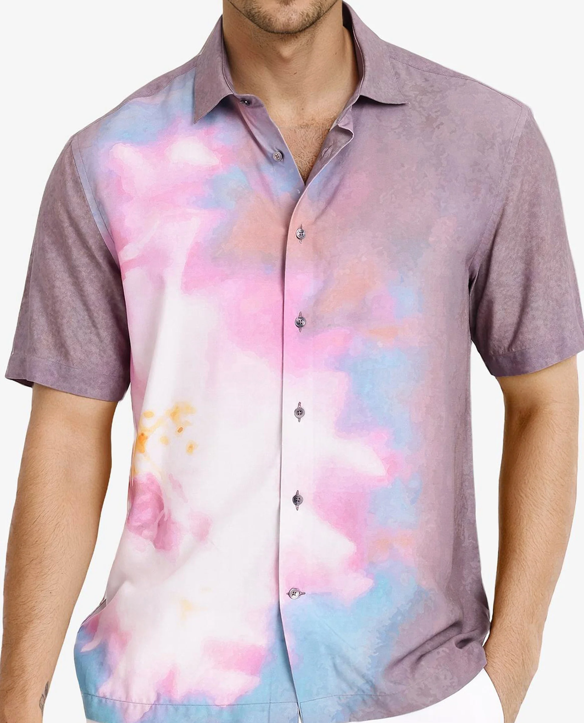 Rare Rabbit Men's Ankaa Grey Viscose Abstract Print Boxy Fit Half Sleeve Collared Shirt - Image 6