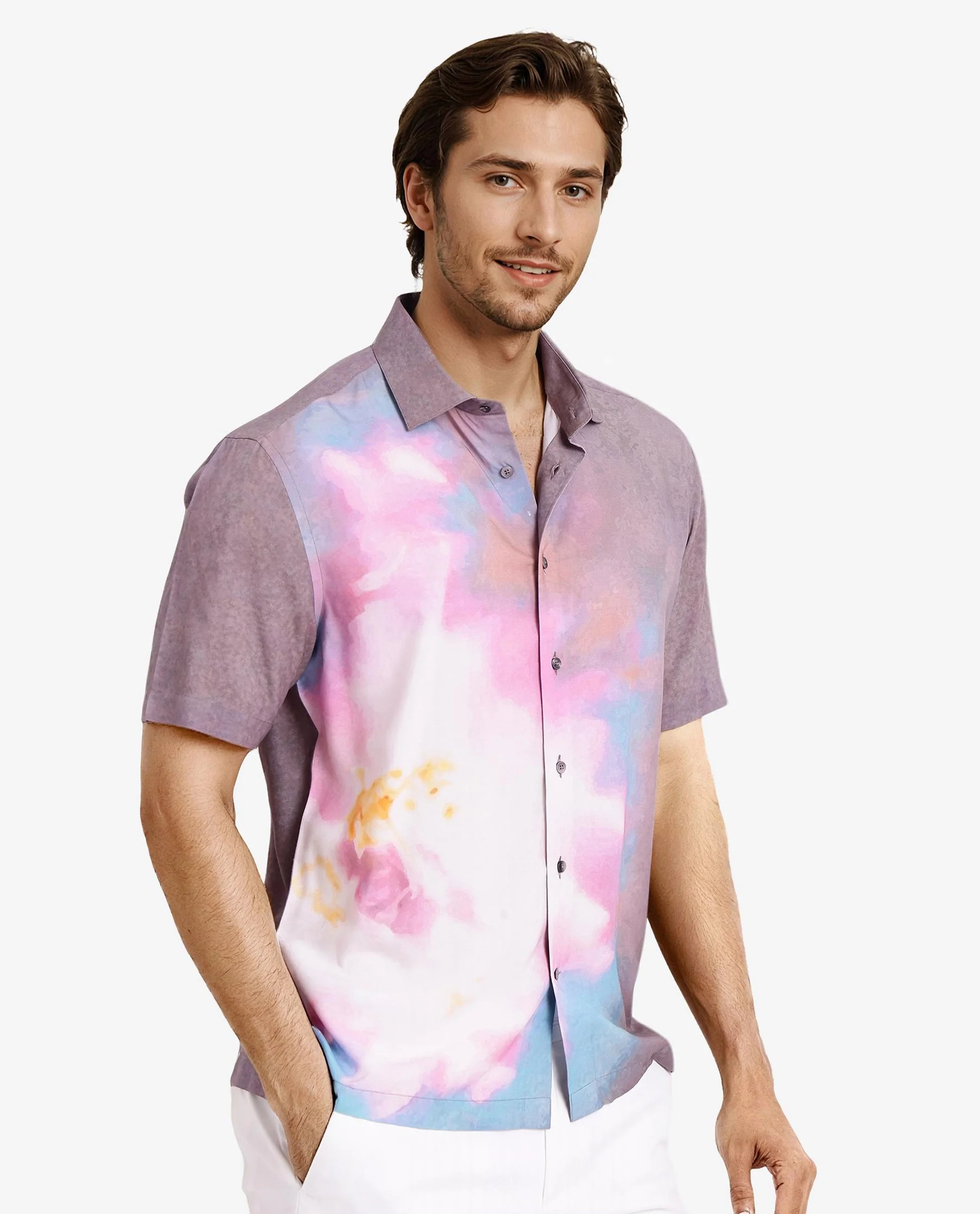 Rare Rabbit Men's Ankaa Grey Viscose Abstract Print Boxy Fit Half Sleeve Collared Shirt - Image 7