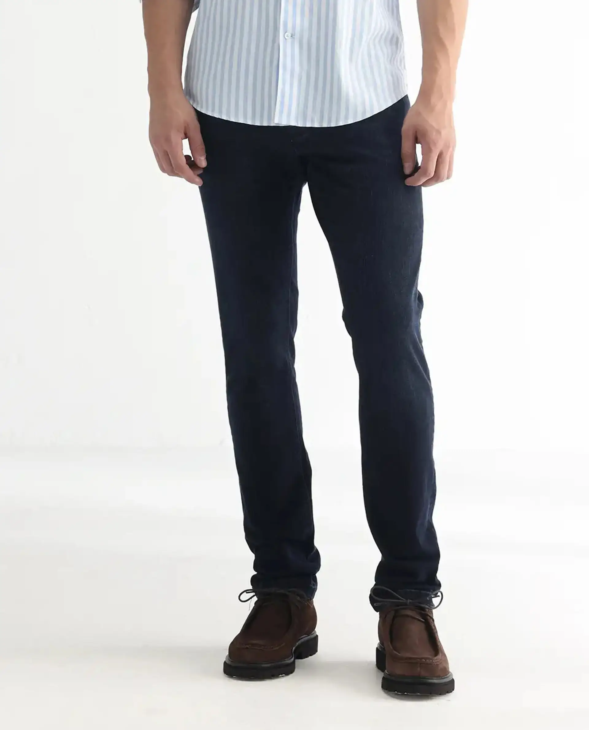 Rare Rabbit Men's Anket Blue Cotton Plain Hawk Slim Fit Jeans - Image 10