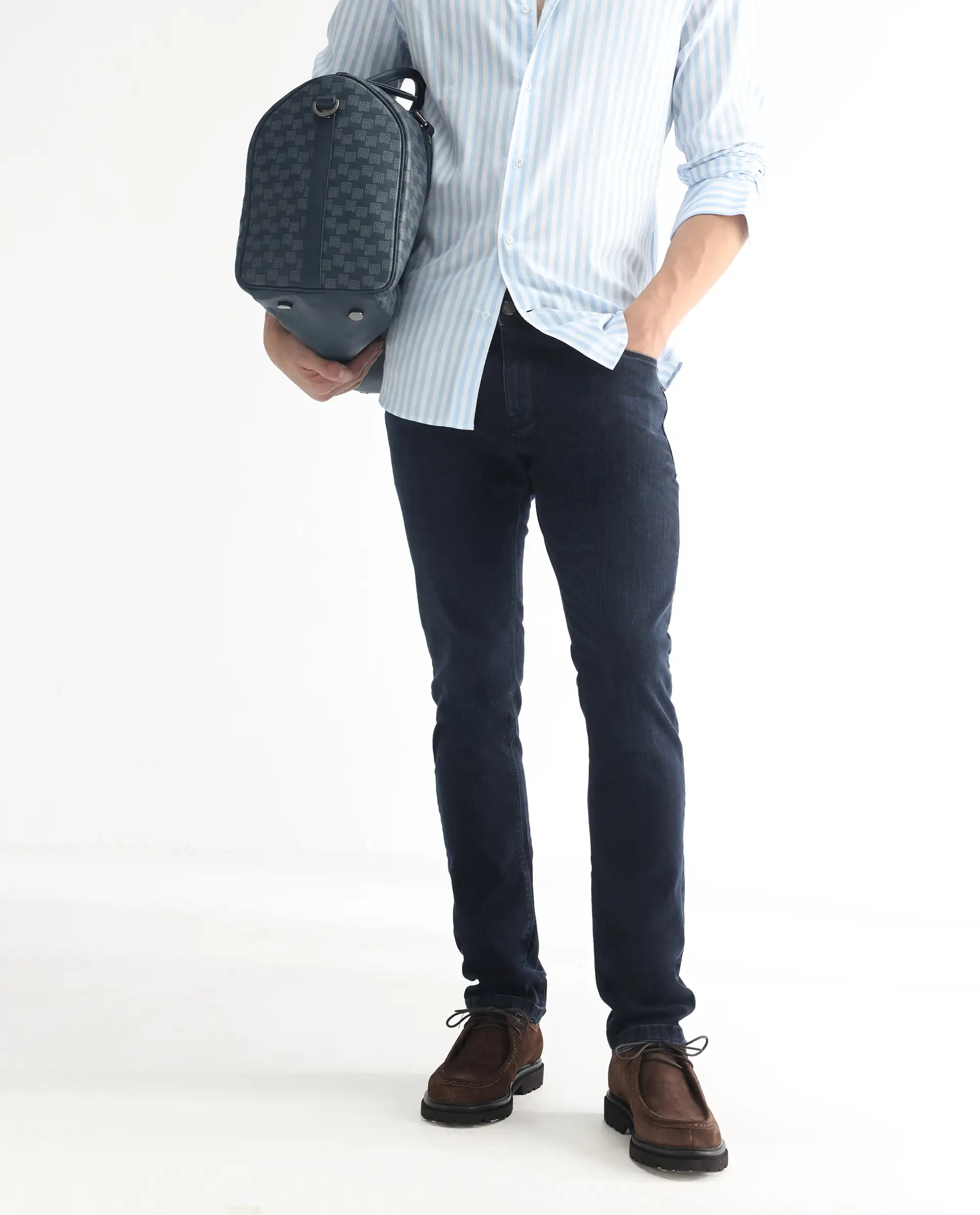 Rare Rabbit Men's Anket Blue Cotton Plain Hawk Slim Fit Jeans - Image 2