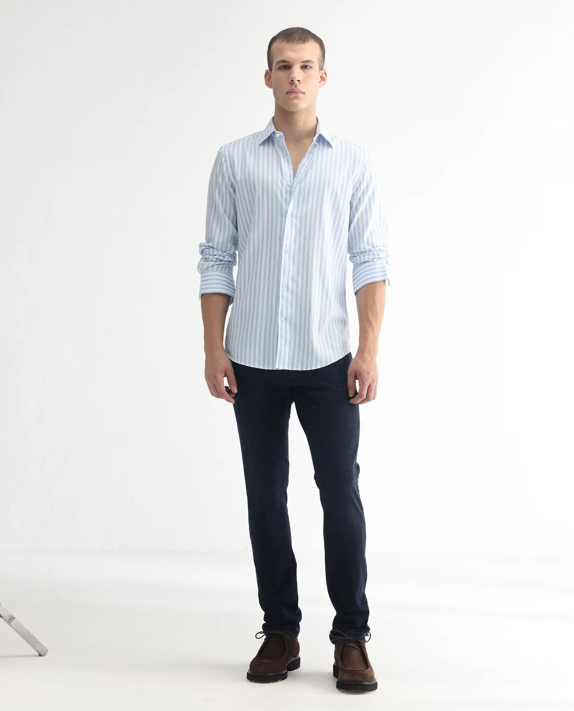 Rare Rabbit Men's Anket Blue Cotton Plain Hawk Slim Fit Jeans - Image 4
