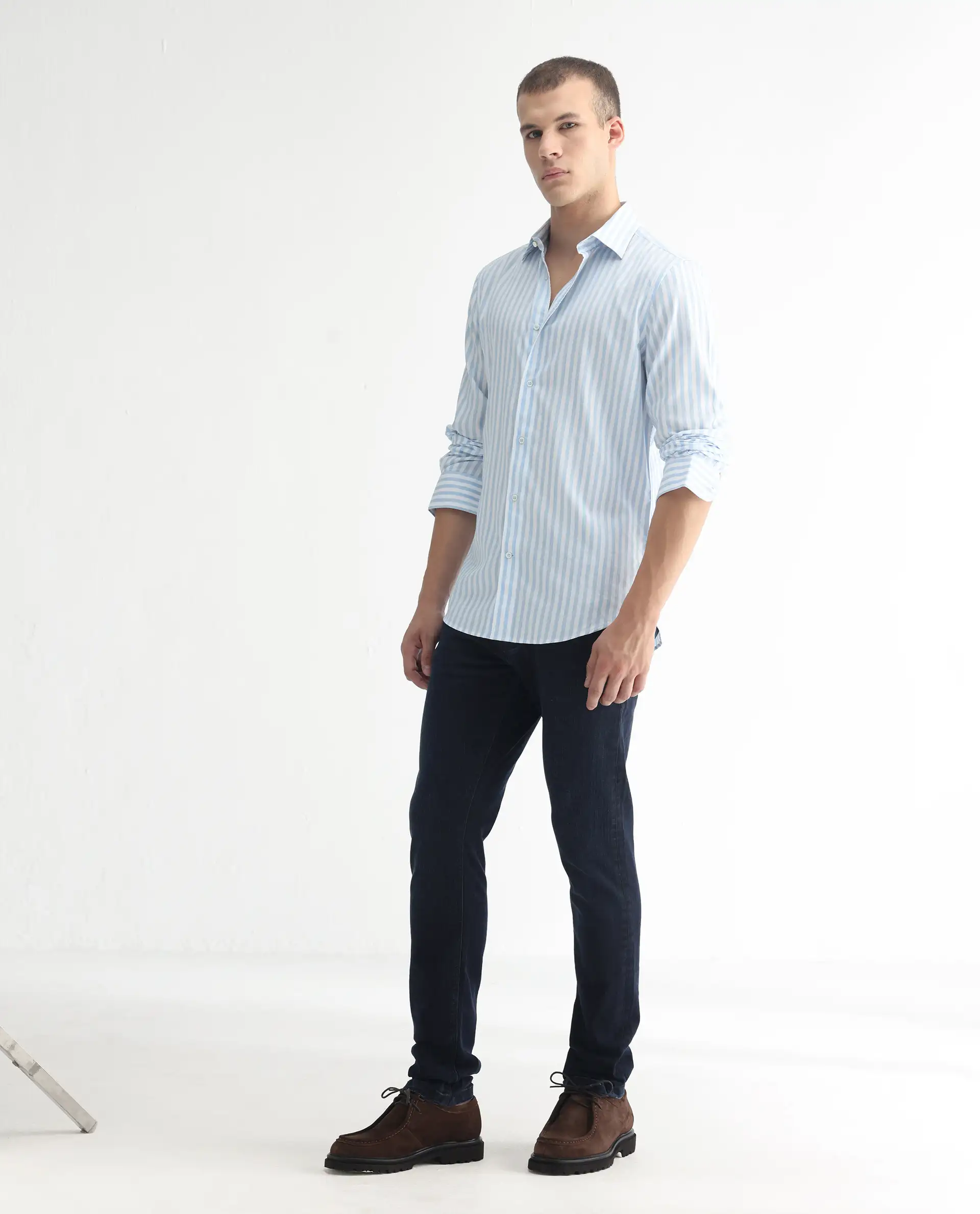 Rare Rabbit Men's Anket Blue Cotton Plain Hawk Slim Fit Jeans - Image 5