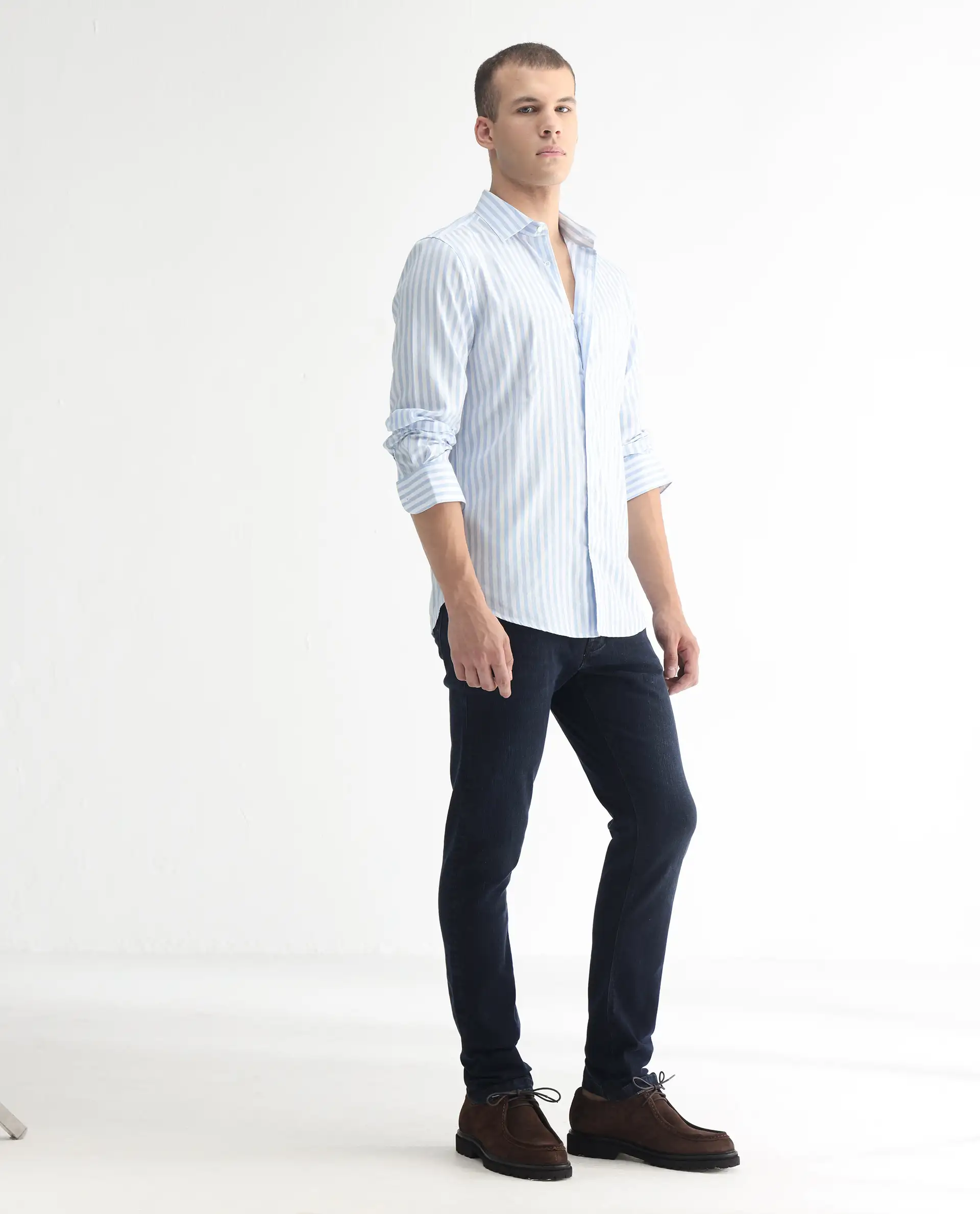 Rare Rabbit Men's Anket Blue Cotton Plain Hawk Slim Fit Jeans - Image 6