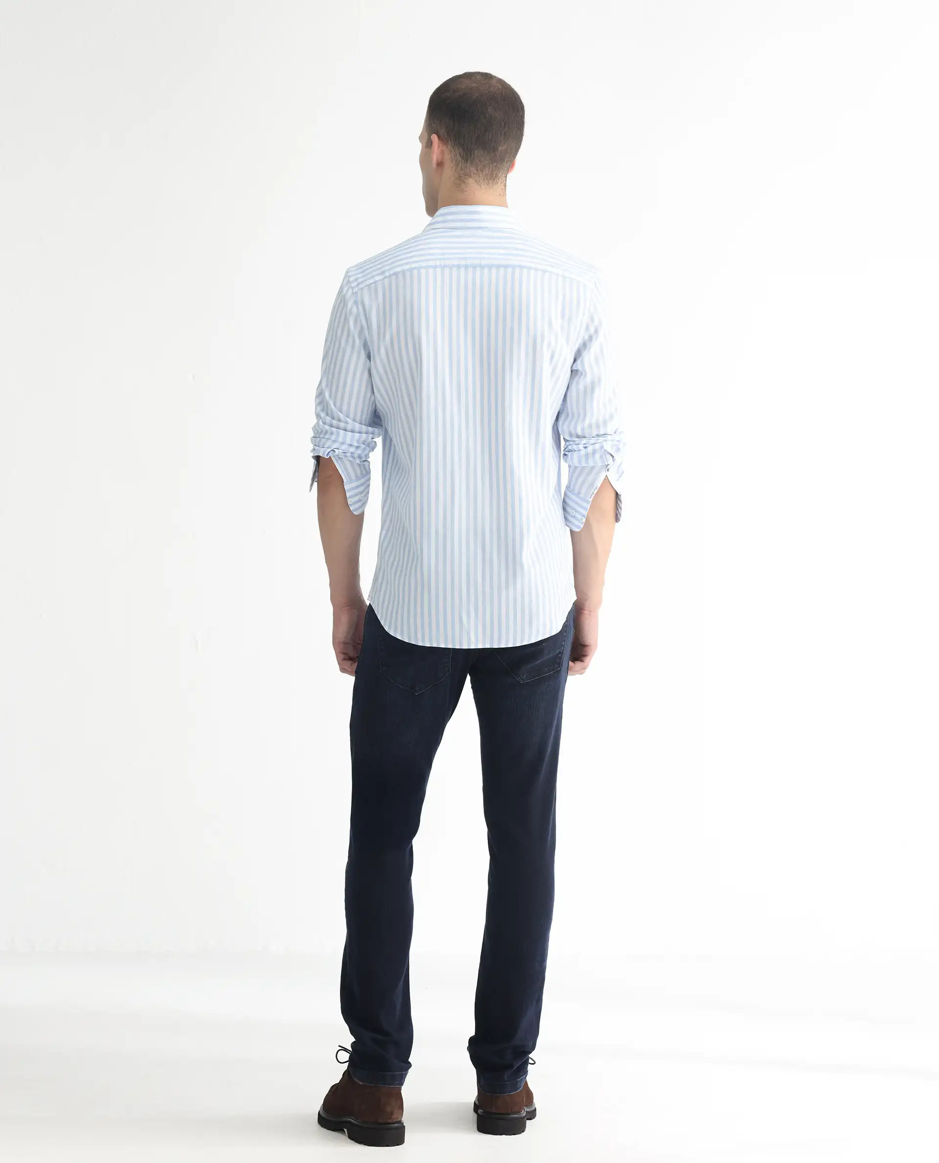 Rare Rabbit Men's Anket Blue Cotton Plain Hawk Slim Fit Jeans - Image 9