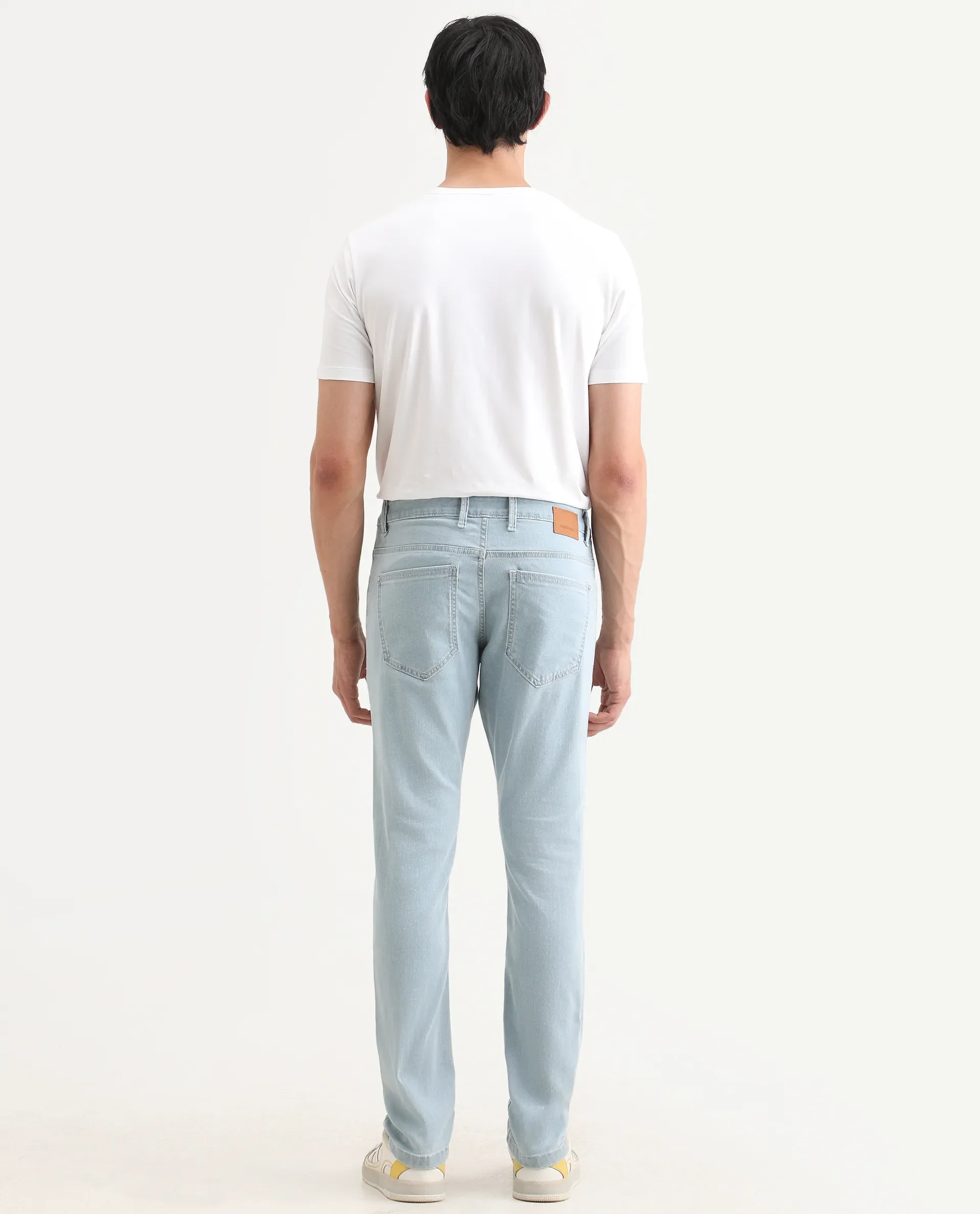 Rare Rabbit Men's Ankl Light Blue Cotton Blend Fabric Hawk Slim Plain Jeans - Image 9