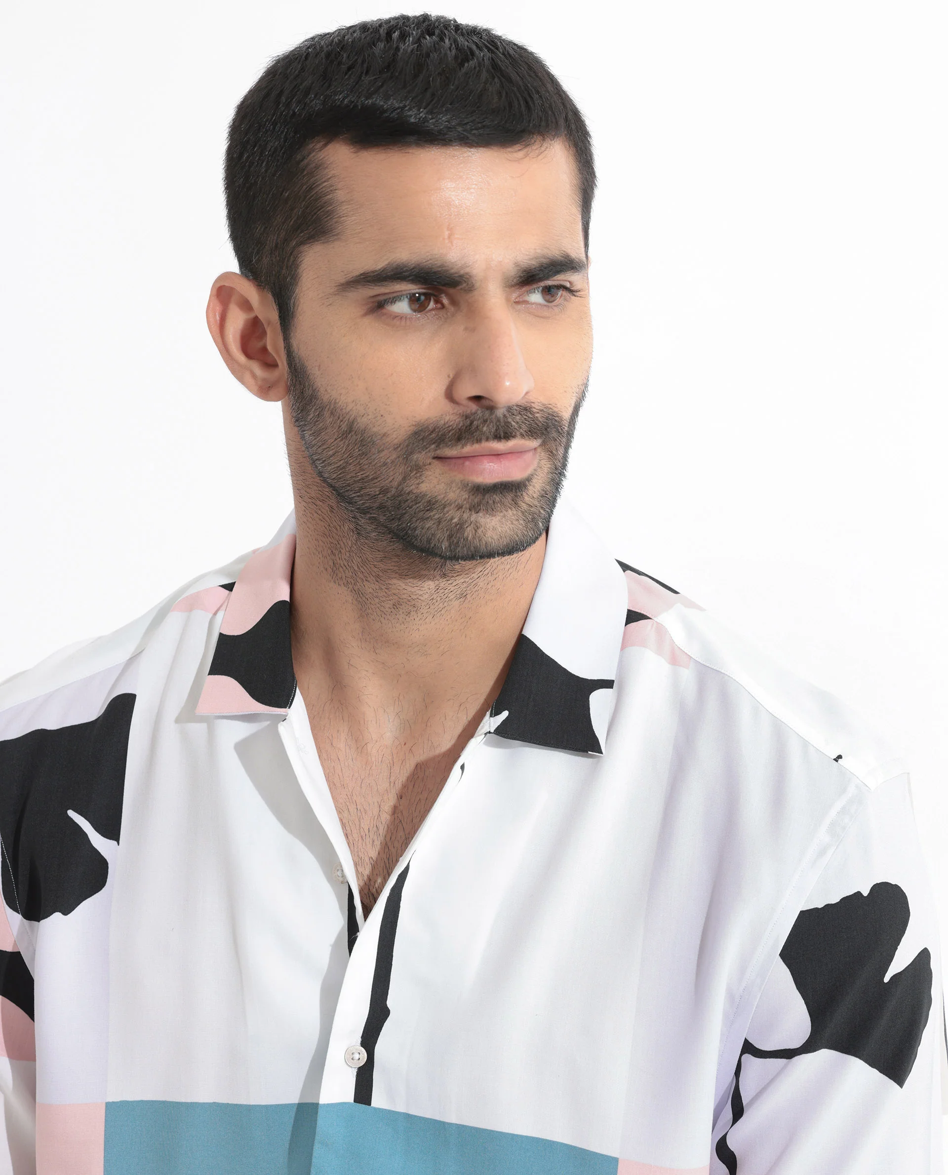 Rare Rabbit Men's Ansel Multi Viscose Abstract Print Regular Fit Half Sleeve Collared Shirt - Image 5
