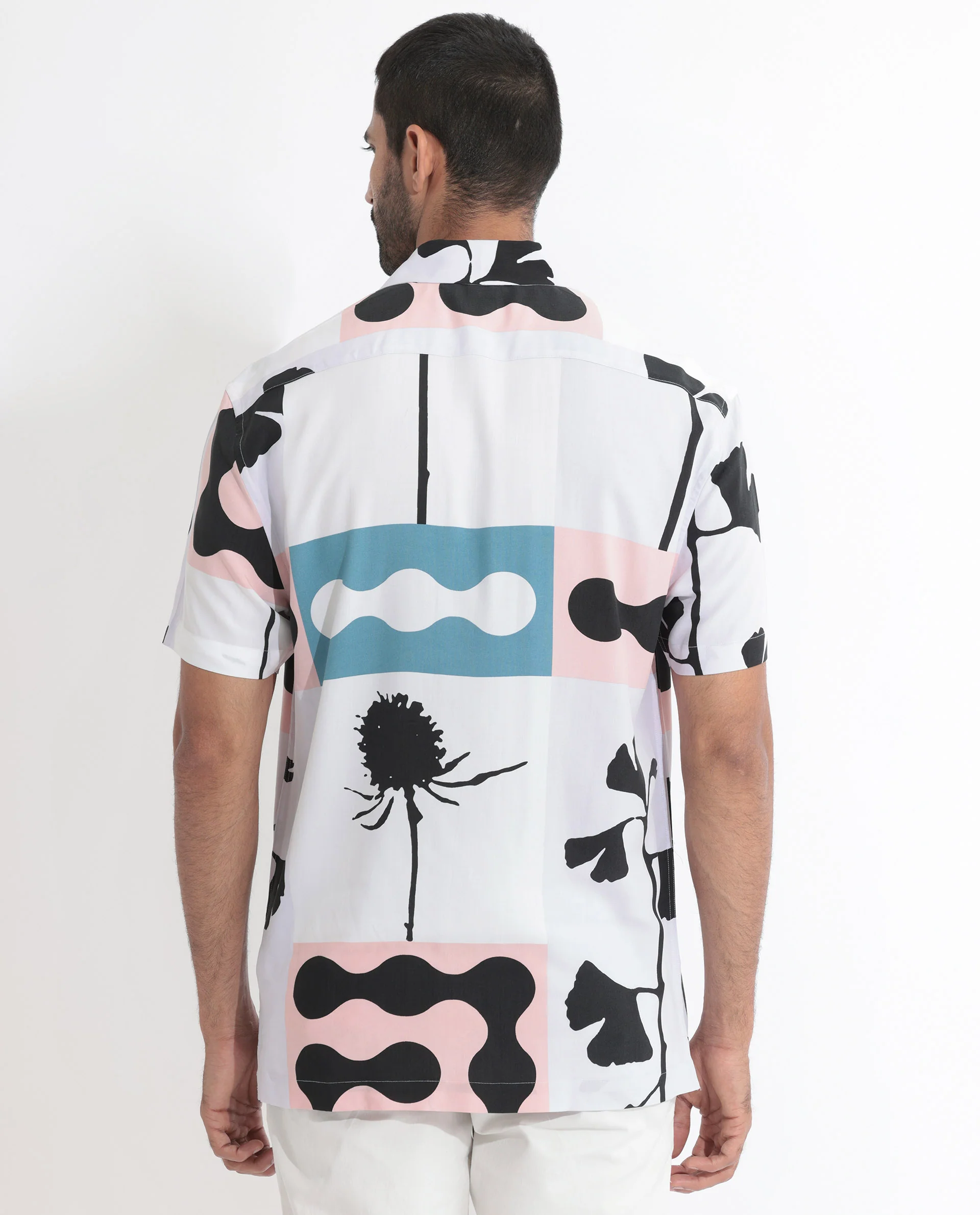 Rare Rabbit Men's Ansel Multi Viscose Abstract Print Regular Fit Half Sleeve Collared Shirt - Image 9