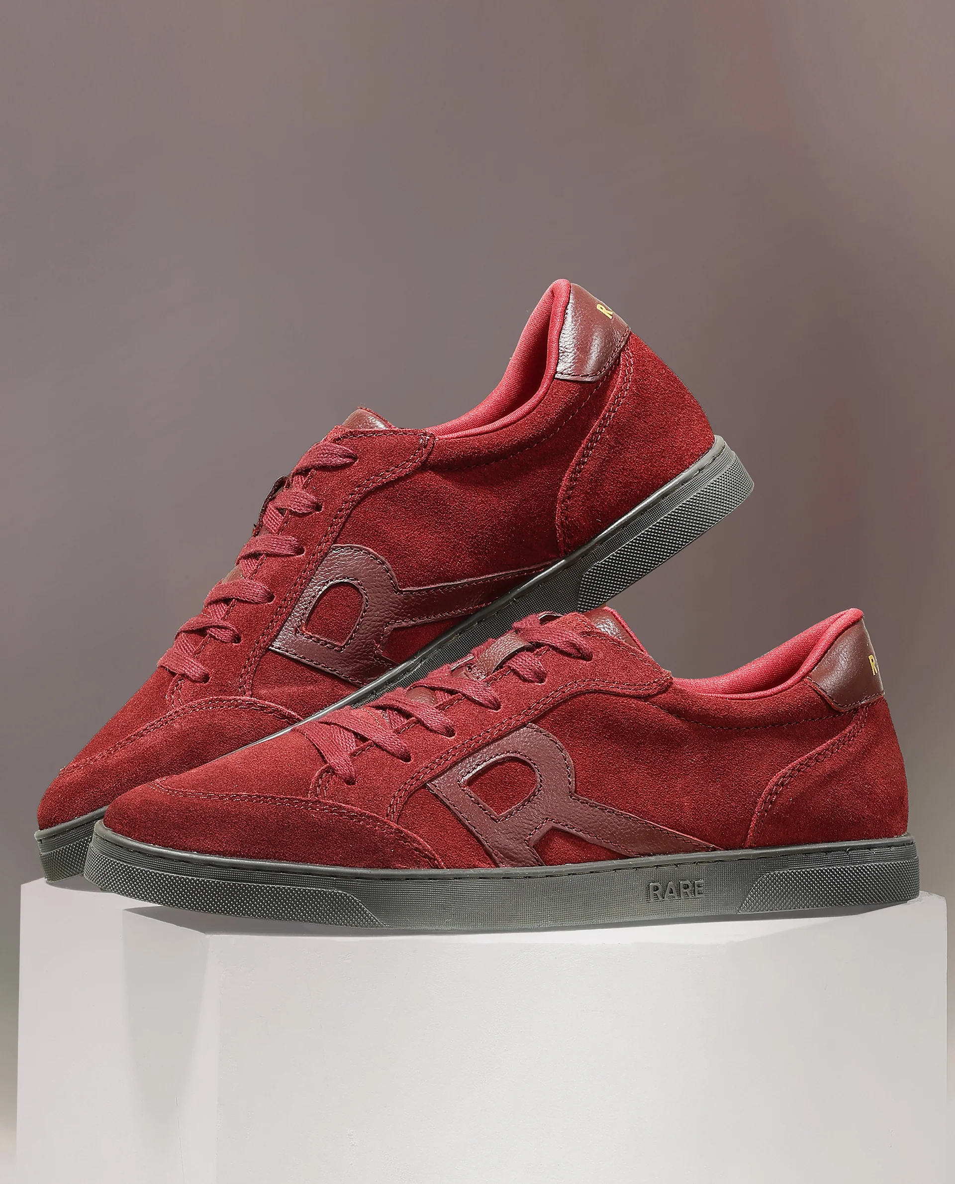 Rare Rabbit Men's Antares Red Low-Top Lace Up Premium Suede With Genuine Leather Sneaker - Image 2