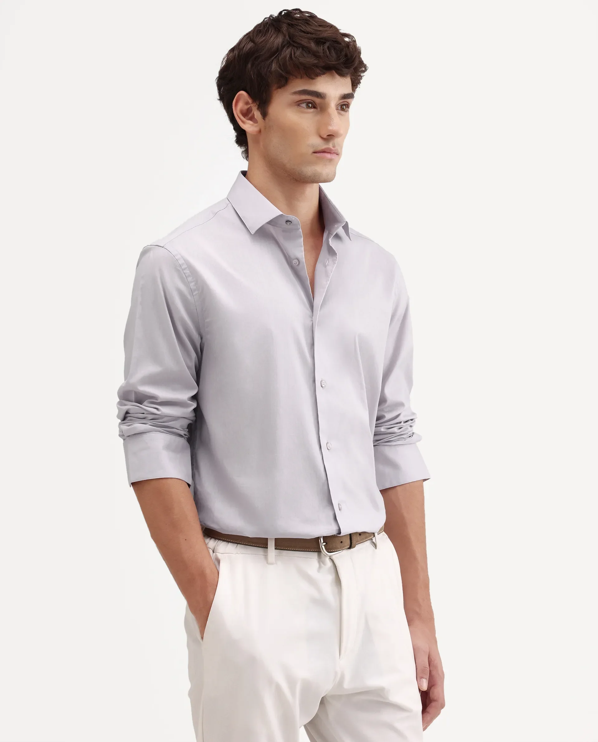 Rare Rabbit Men's Antec Pink Cotton Blend Fabric Full Sleeve Regular Fit Plain Shirt - Image 5