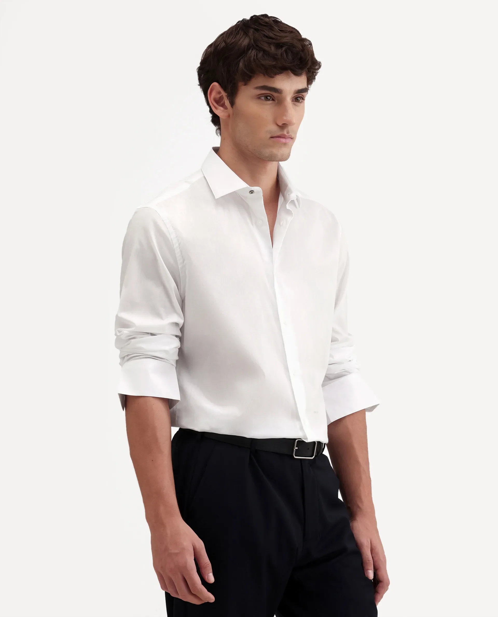 Rare Rabbit Men's Antec White Cotton Blend Fabric Full Sleeve Regular Fit Plain Shirt - Image 6