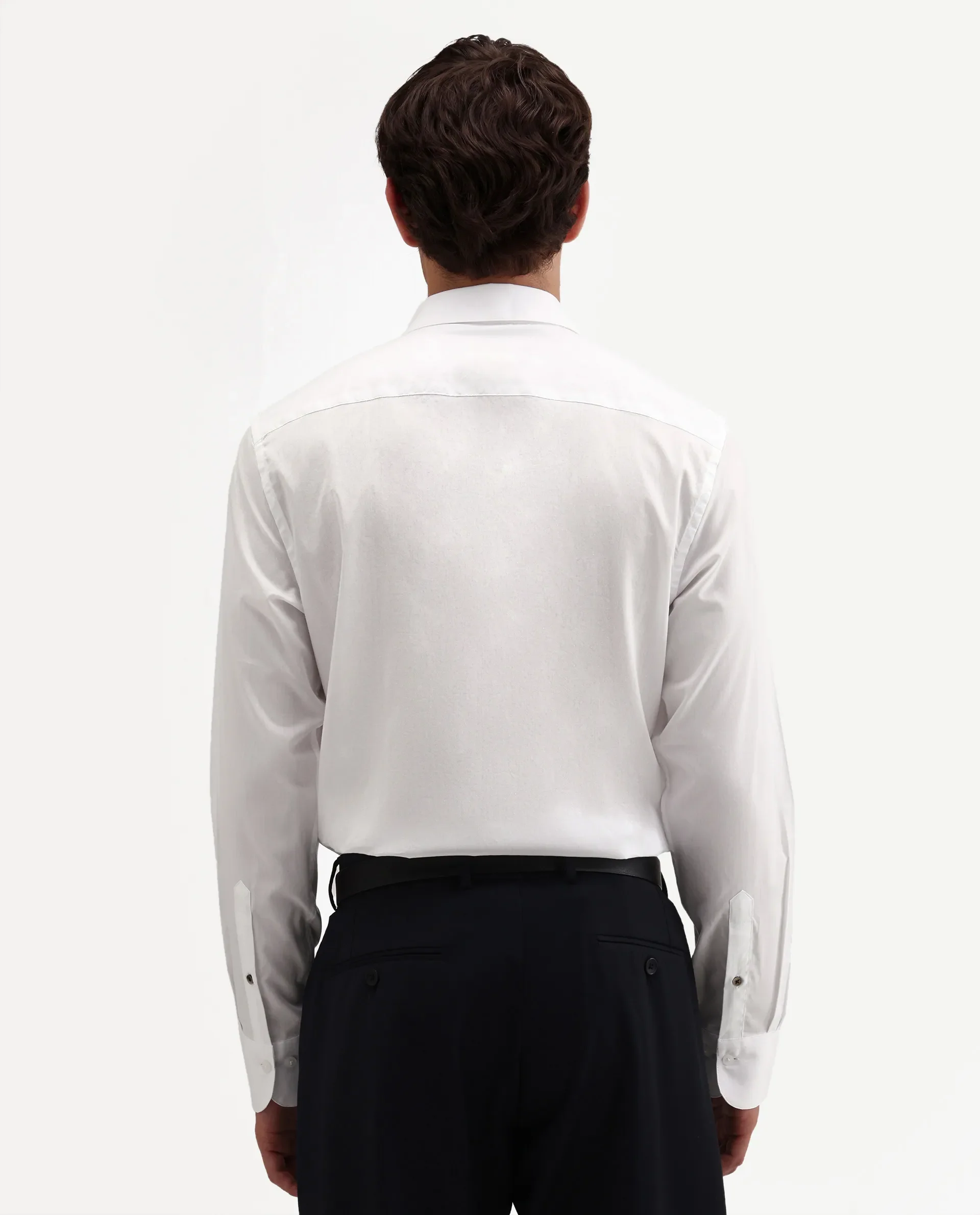Rare Rabbit Men's Antec White Cotton Blend Fabric Full Sleeve Regular Fit Plain Shirt - Image 7