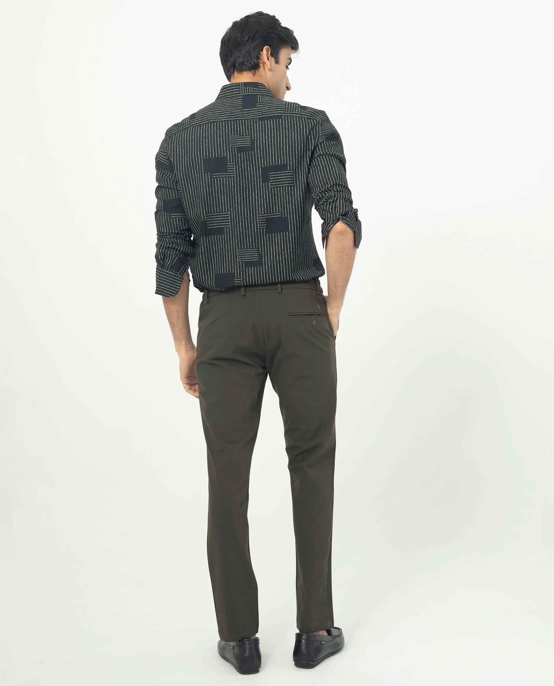 Rare Rabbit Men's Anthem Black Viscose Geometric Print Regular Fit Full Sleeve Collared Shirt - Image 9