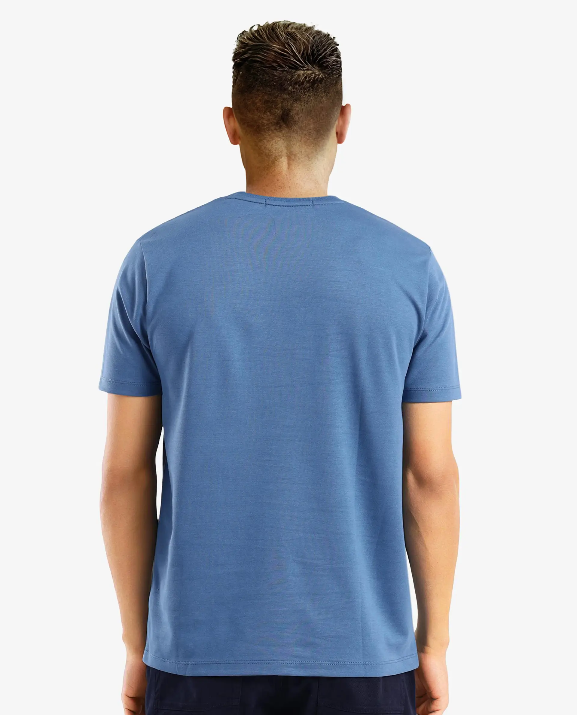 Rare Rabbit Men's Antu Blue Cotton Graphic Print Regular Fit Half Sleeve Crew Neck T-Shirt - Image 8