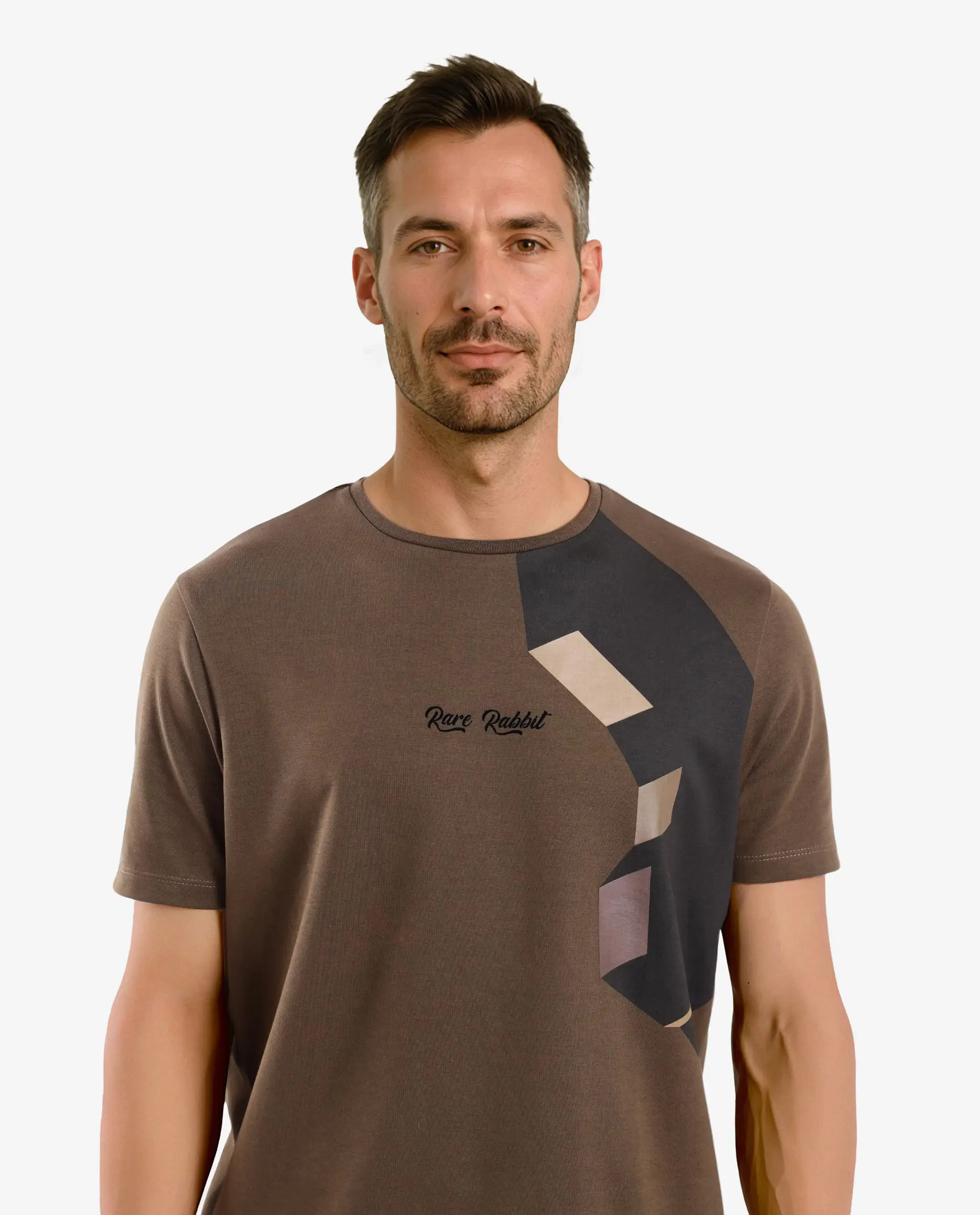 Rare Rabbit Men's Antu Olive Cotton Blend Graphic Print Regular Fit Half Sleeve Crew Neck T-Shirt - Image 6