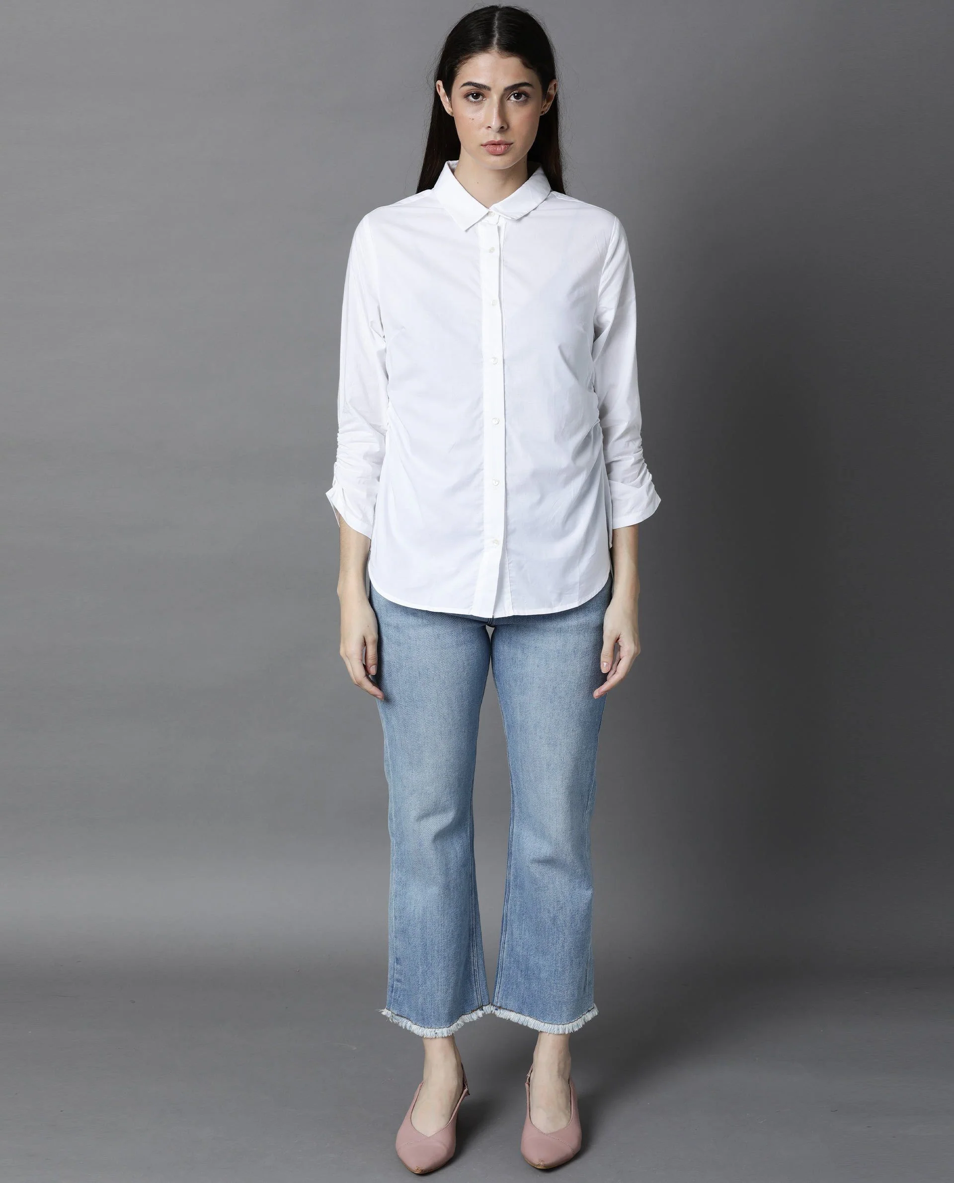 Rareism Womens Anure White Shirt Cotton Fabric Long Sleeves - Image 3