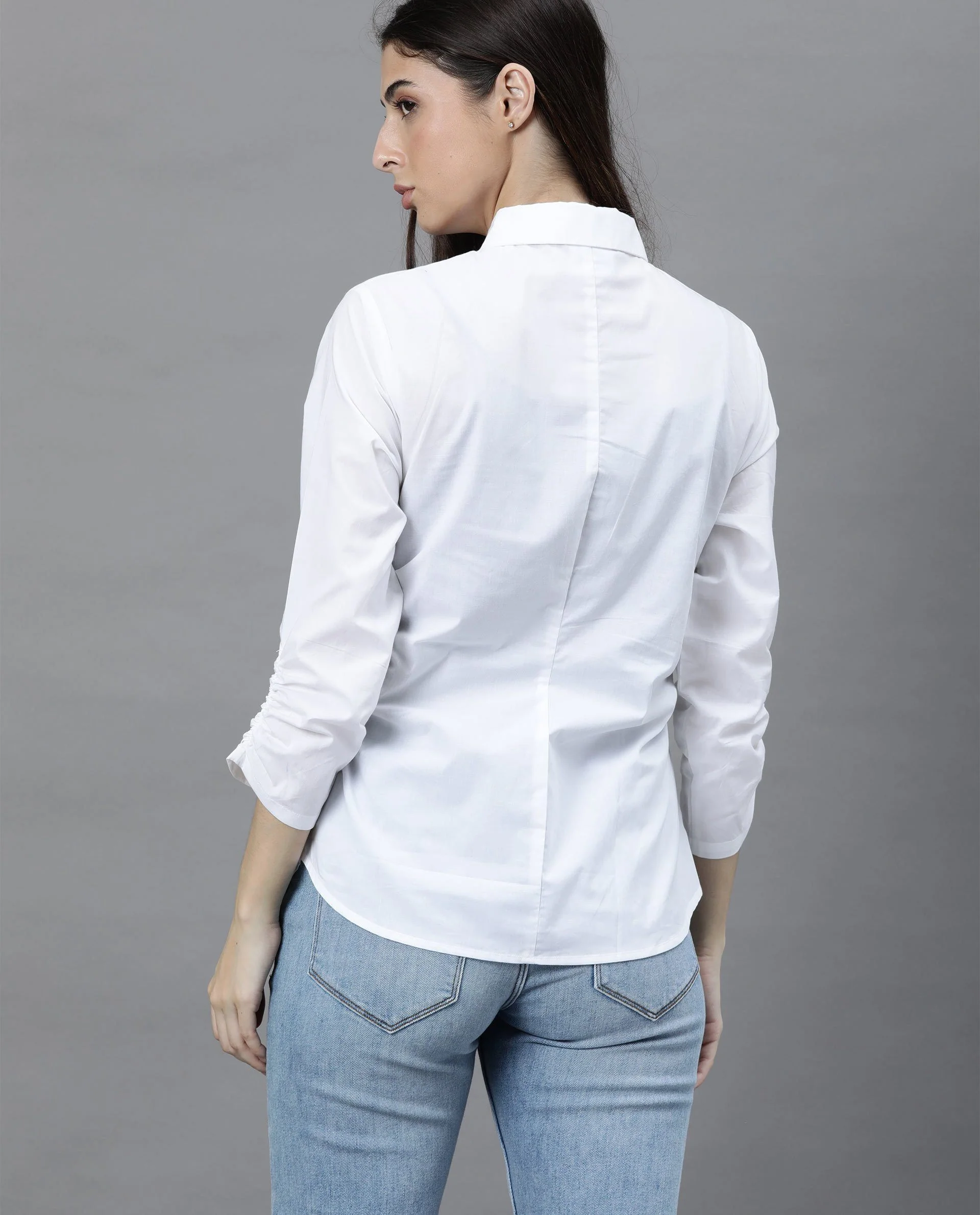 Rareism Womens Anure White Shirt Cotton Fabric Long Sleeves - Image 5
