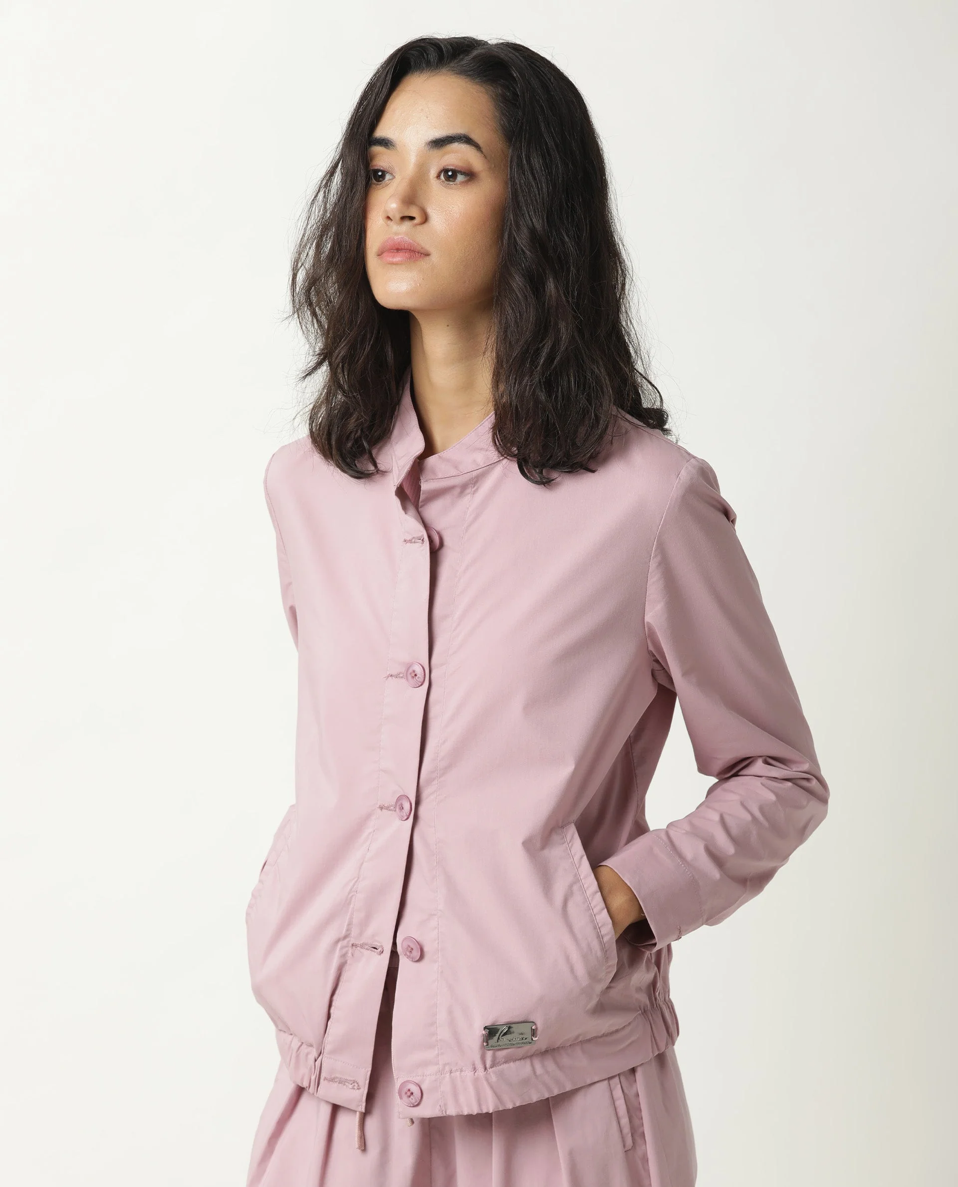 Rareism Women's Aomori Pink Polyester Blend Mandarin Collar Plain Regular Fit Jacket - Image 11