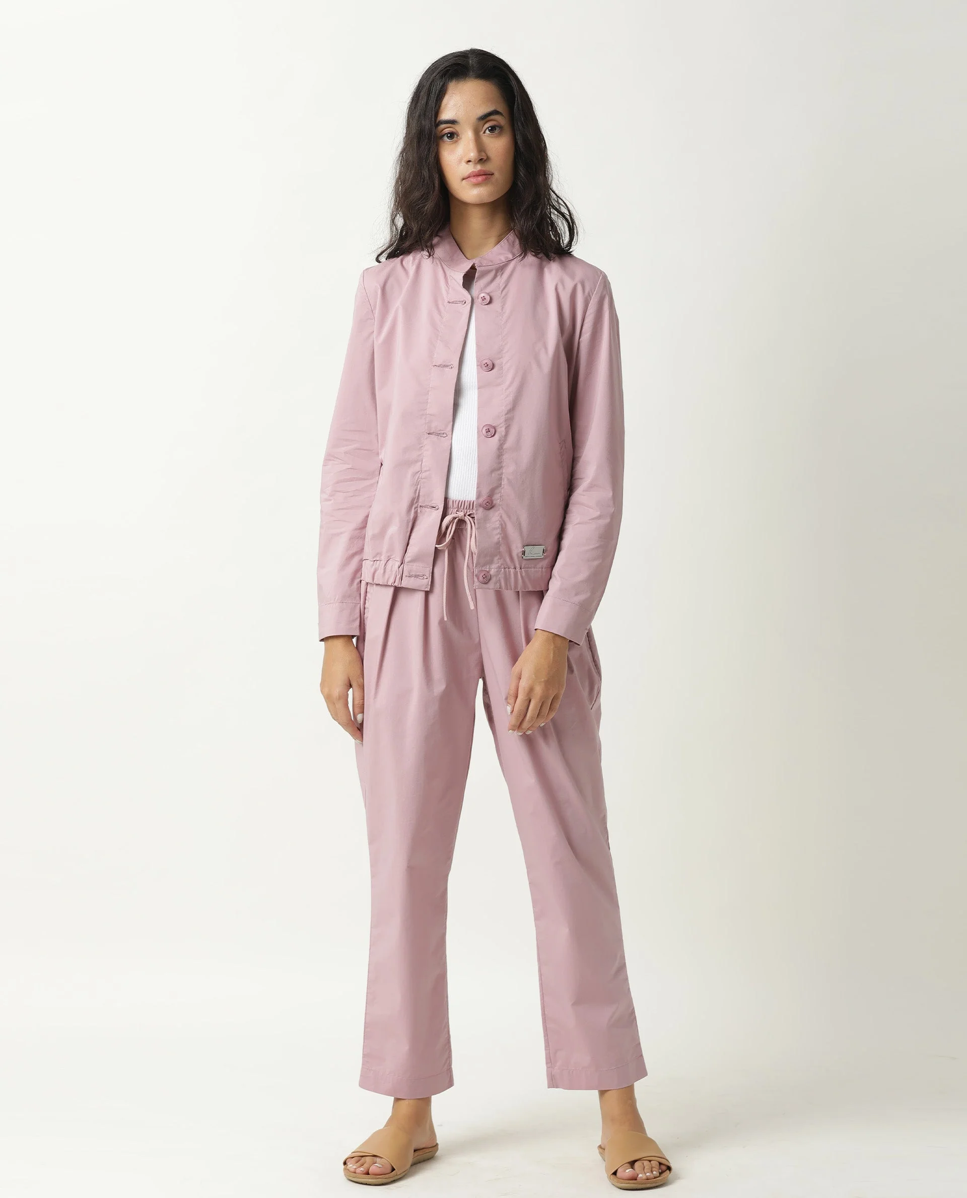 Rareism Women's Aomori Pink Polyester Blend Mandarin Collar Plain Regular Fit Jacket - Image 12