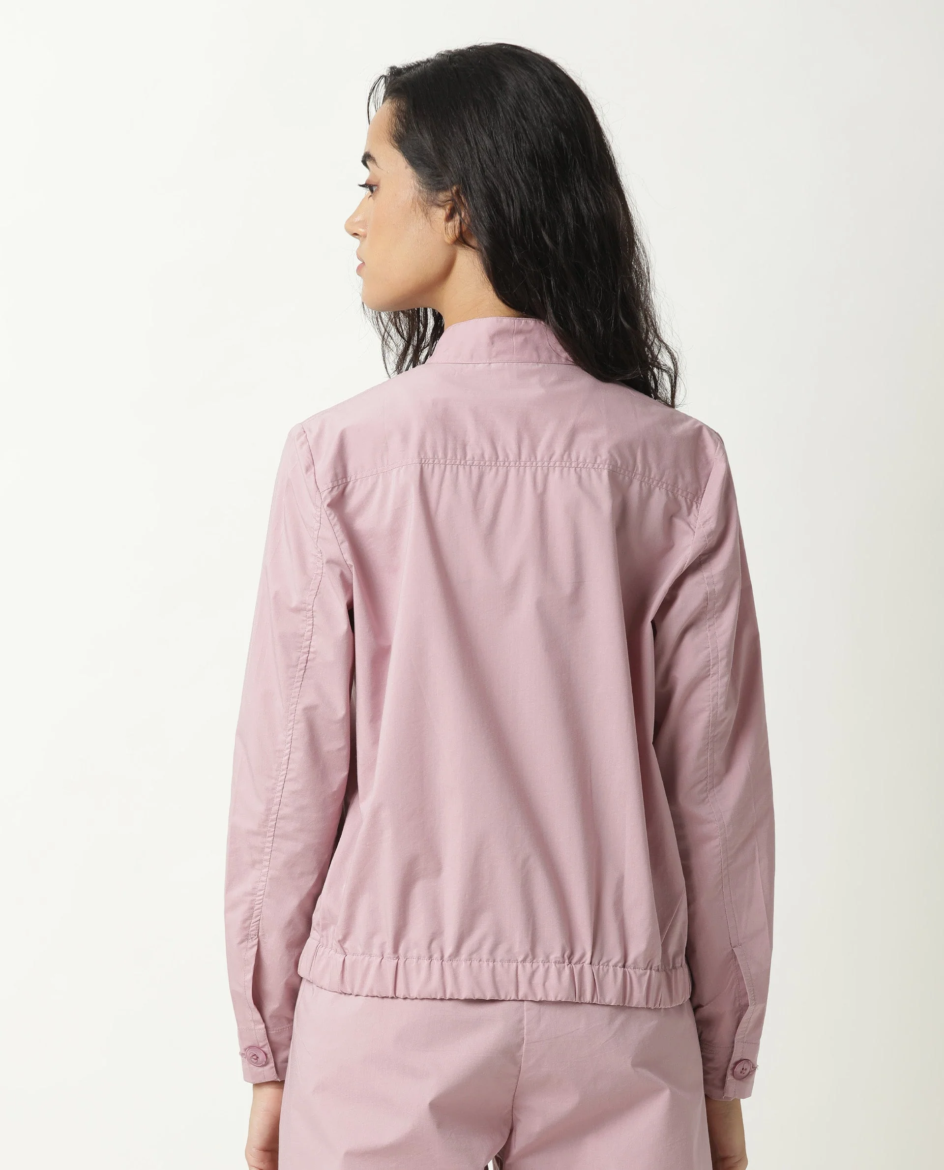 Rareism Women's Aomori Pink Polyester Blend Mandarin Collar Plain Regular Fit Jacket - Image 13