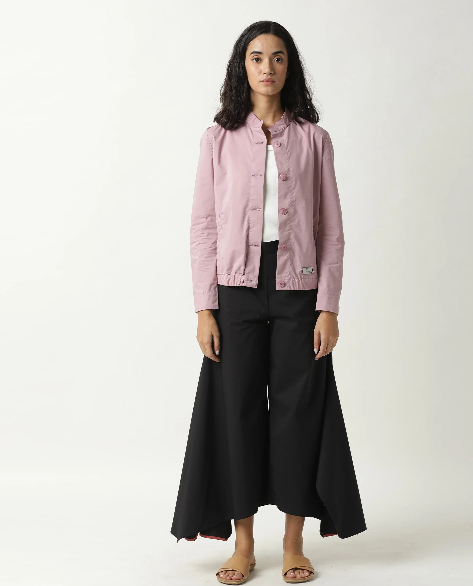 Rareism Women's Aomori Pink Polyester Blend Mandarin Collar Plain Regular Fit Jacket - Image 6
