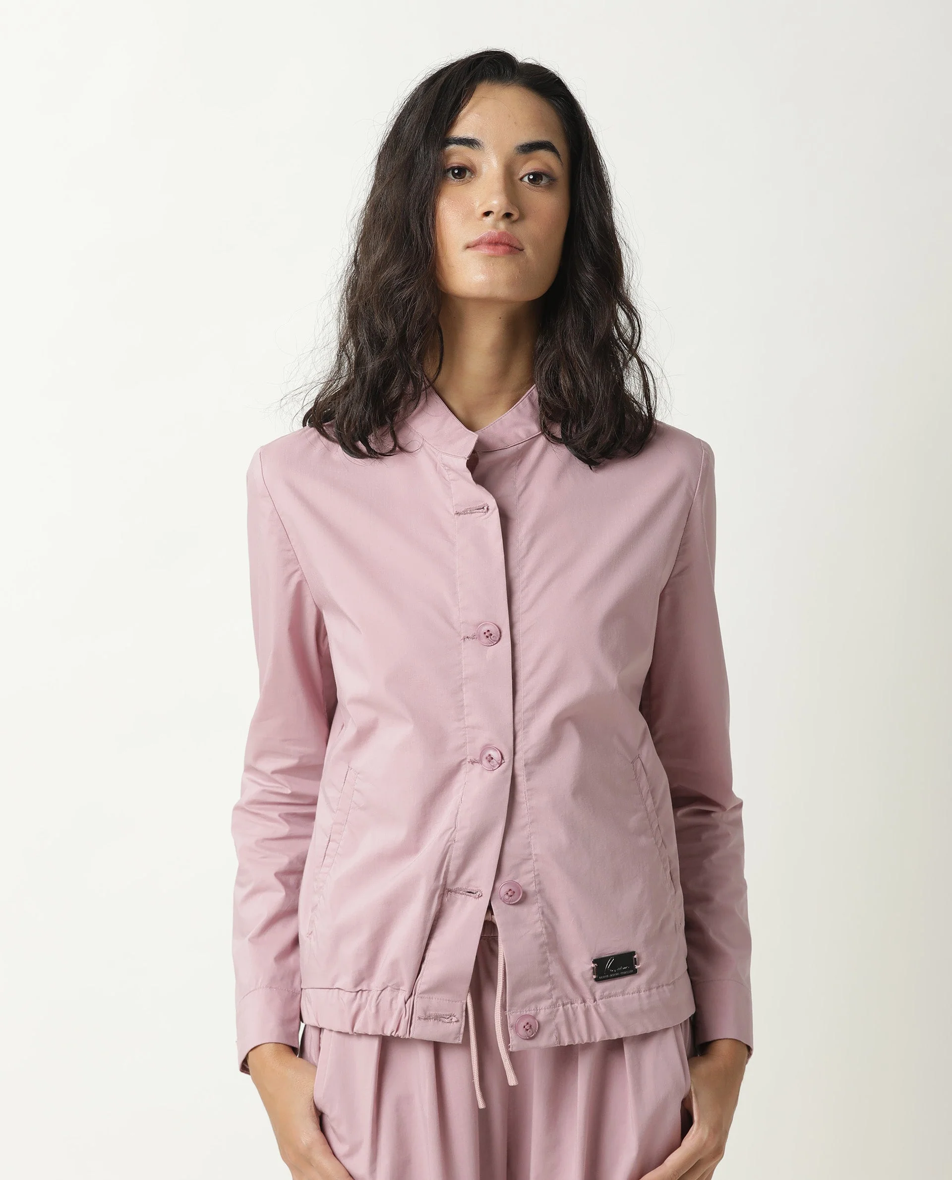 Rareism Women's Aomori Pink Polyester Blend Mandarin Collar Plain Regular Fit Jacket - Image 7