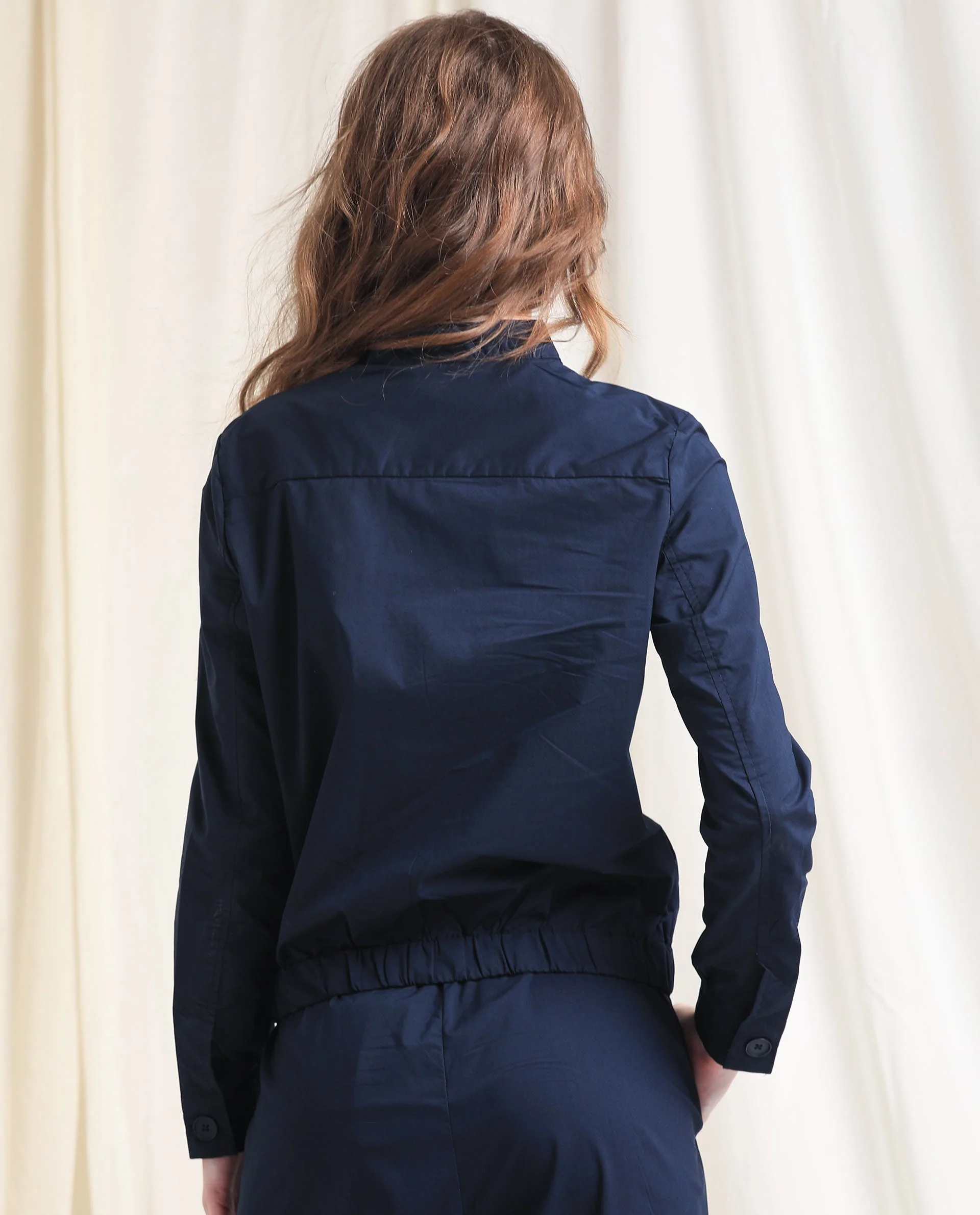 Rareism Women's Aomori Navy Polyester Blend Mandarin Collar Plain Regular Fit Jacket - Image 9