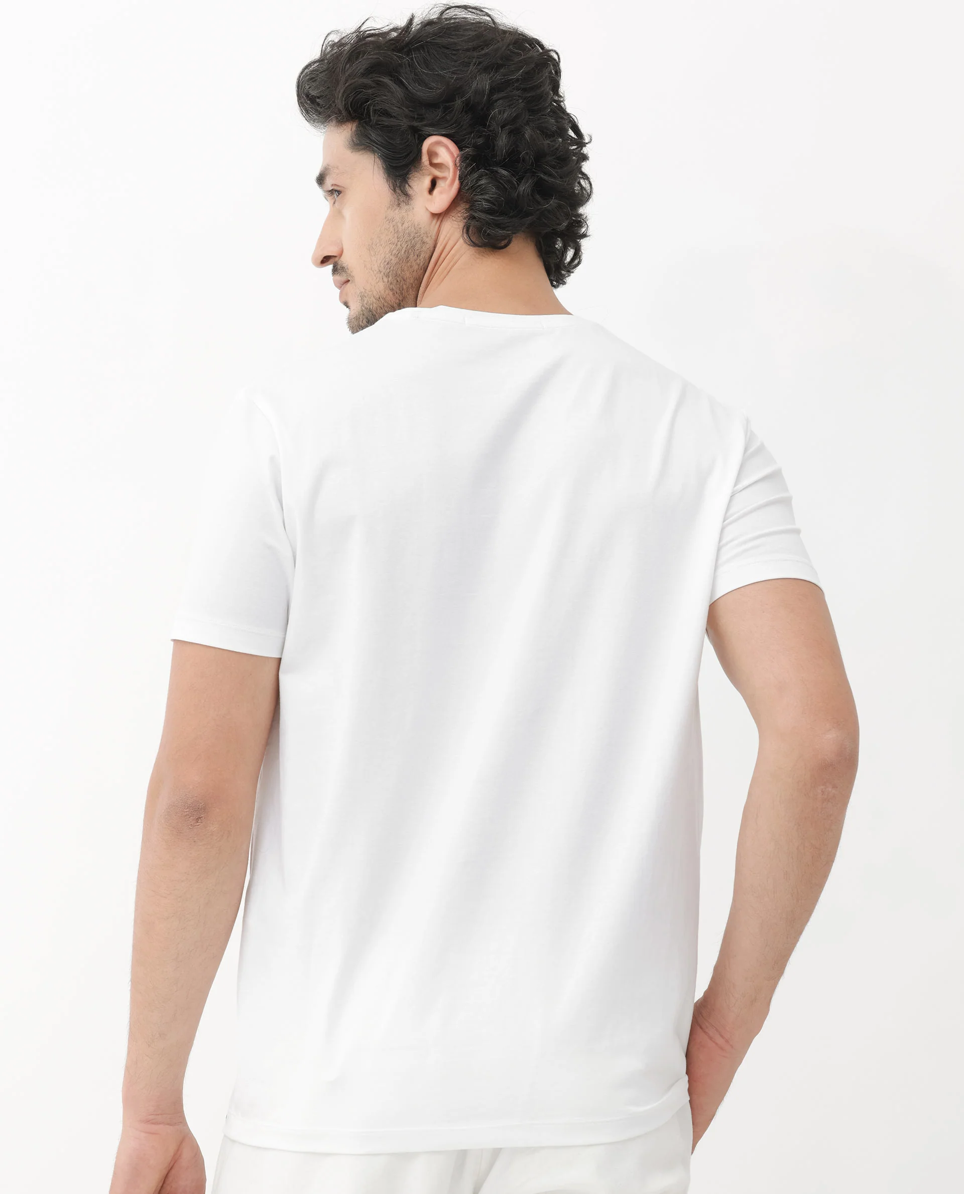 Rare Rabbit Mens Aorta-1 White Cotton Lycra Fabric Short Sleeve Skinny Fit Graphic Print T-Shirt - Image 9