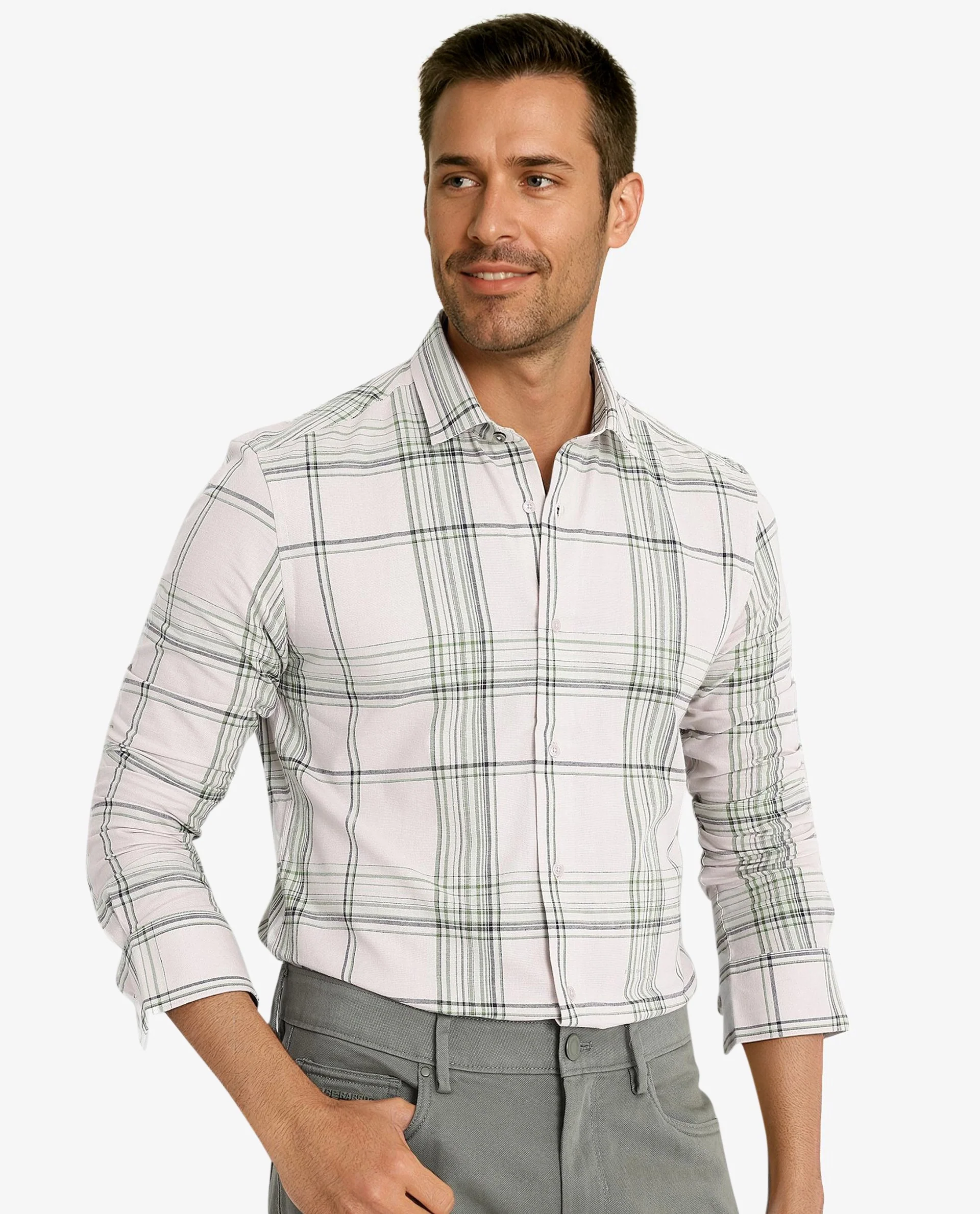Rare Rabbit Men's Apel Light Pink Cotton Checked Print Regular Fit Full Sleeve Collared Shirt - Image 7
