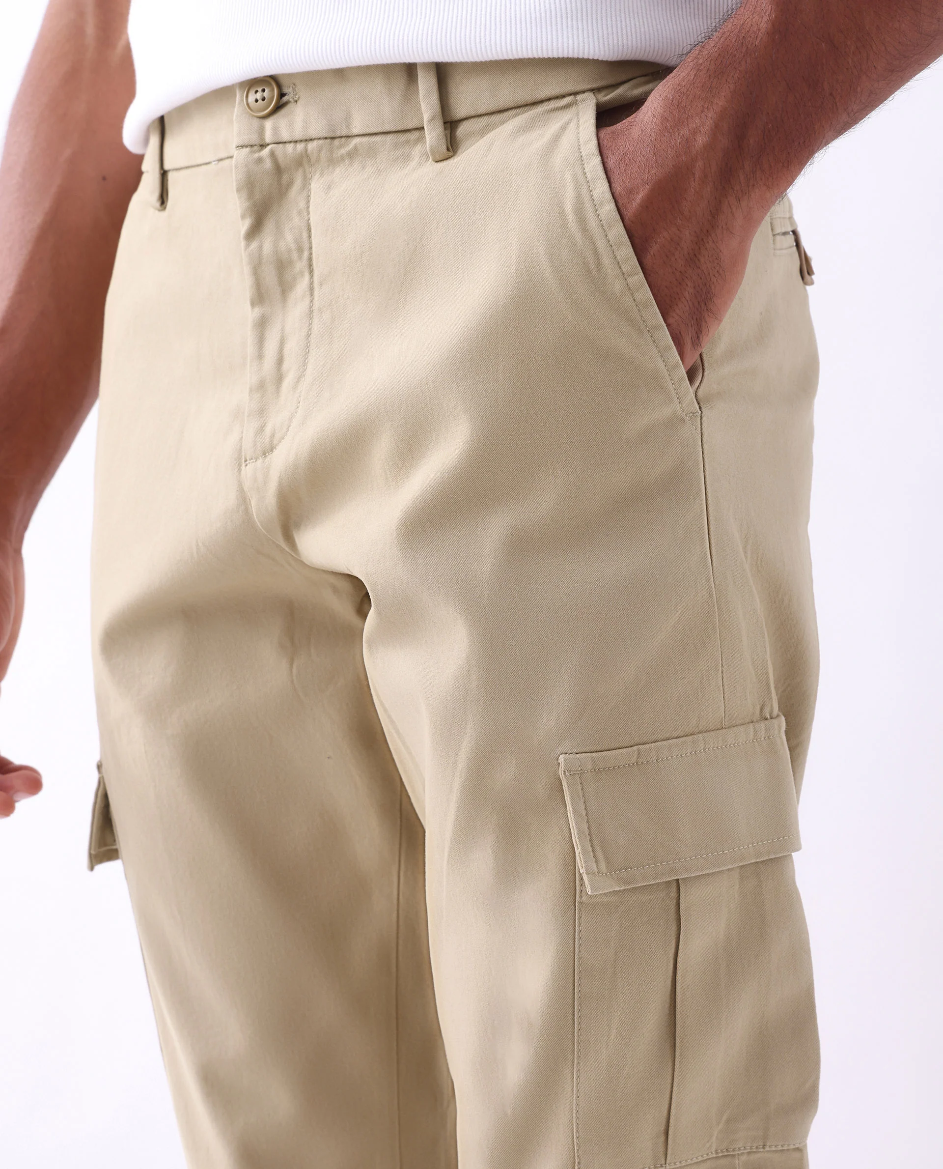 Rare Rabbit Men's Apex Beige Linen Blend Plain Regular Fit Trouser - Image 2