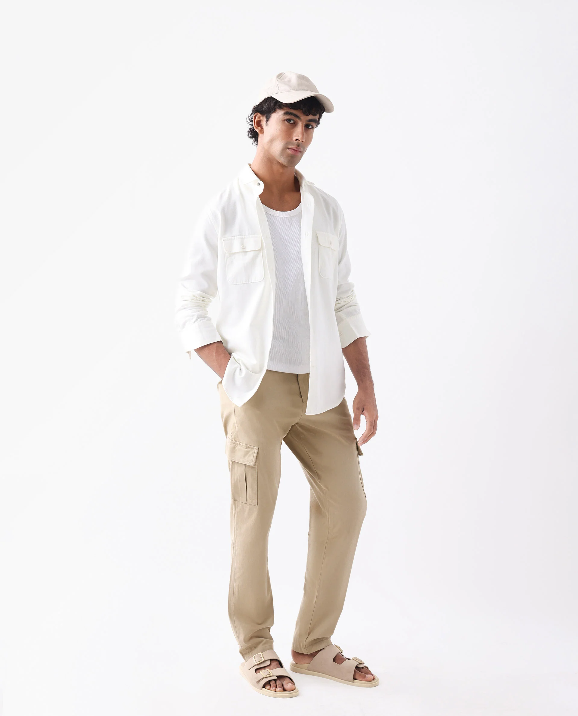 Rare Rabbit Men's Apex Beige Linen Blend Plain Regular Fit Trouser - Image 5