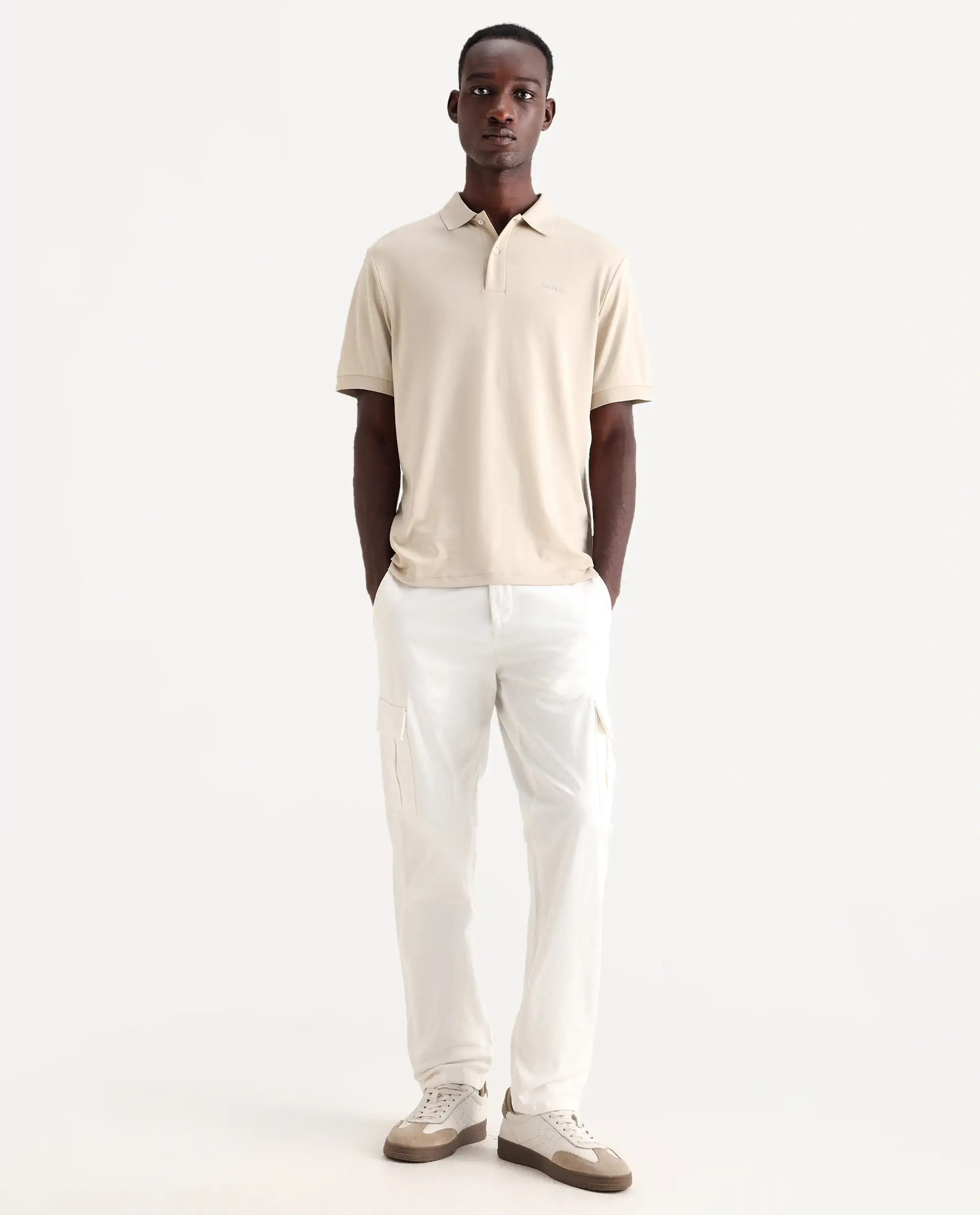 Rare Rabbit Men's Apex Light White Linen Plain Regular Fit Trouser - Image 4