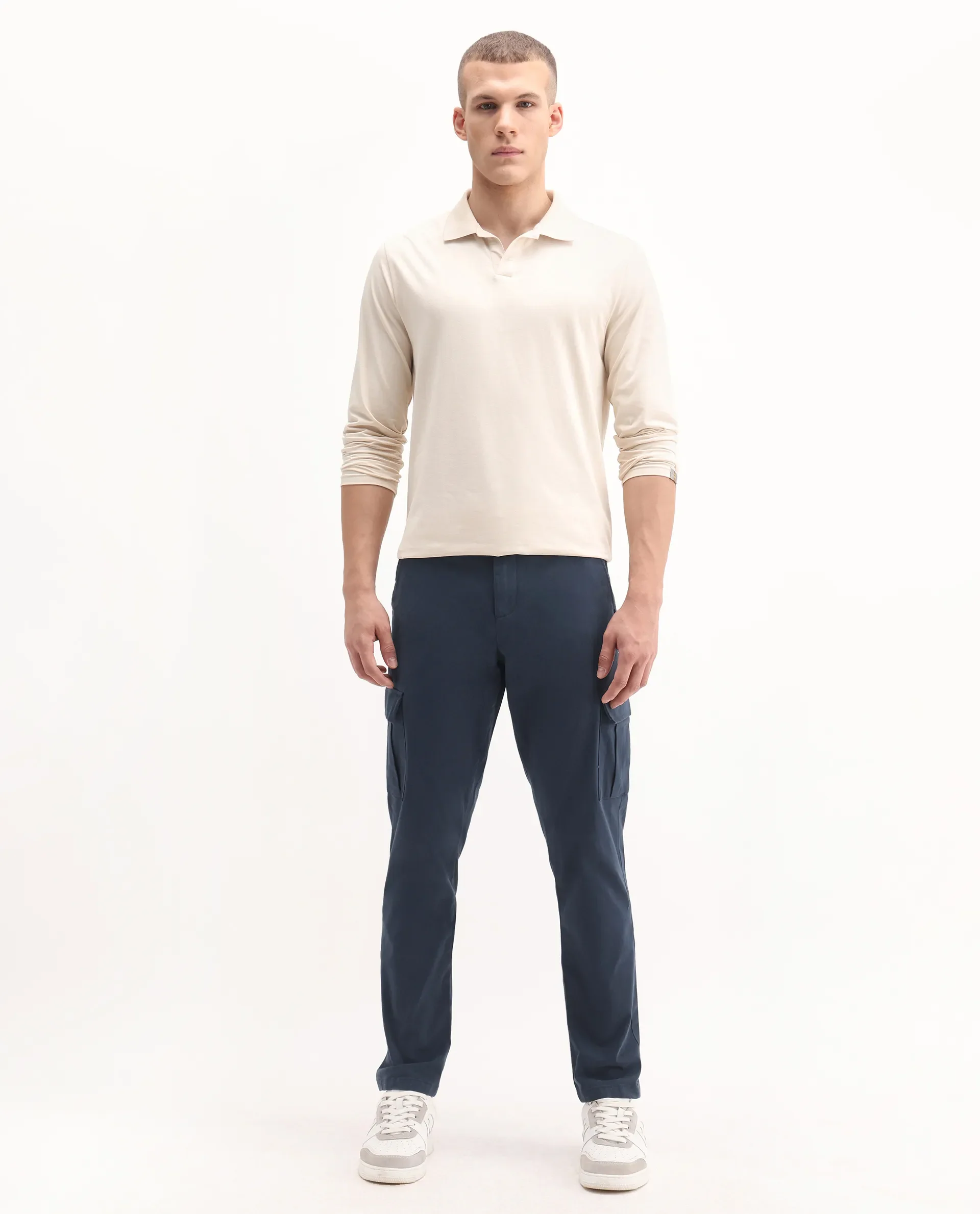 Rare Rabbit Men's Apex Navy Linen Blend Plain Regular Fit Trouser - Image 4