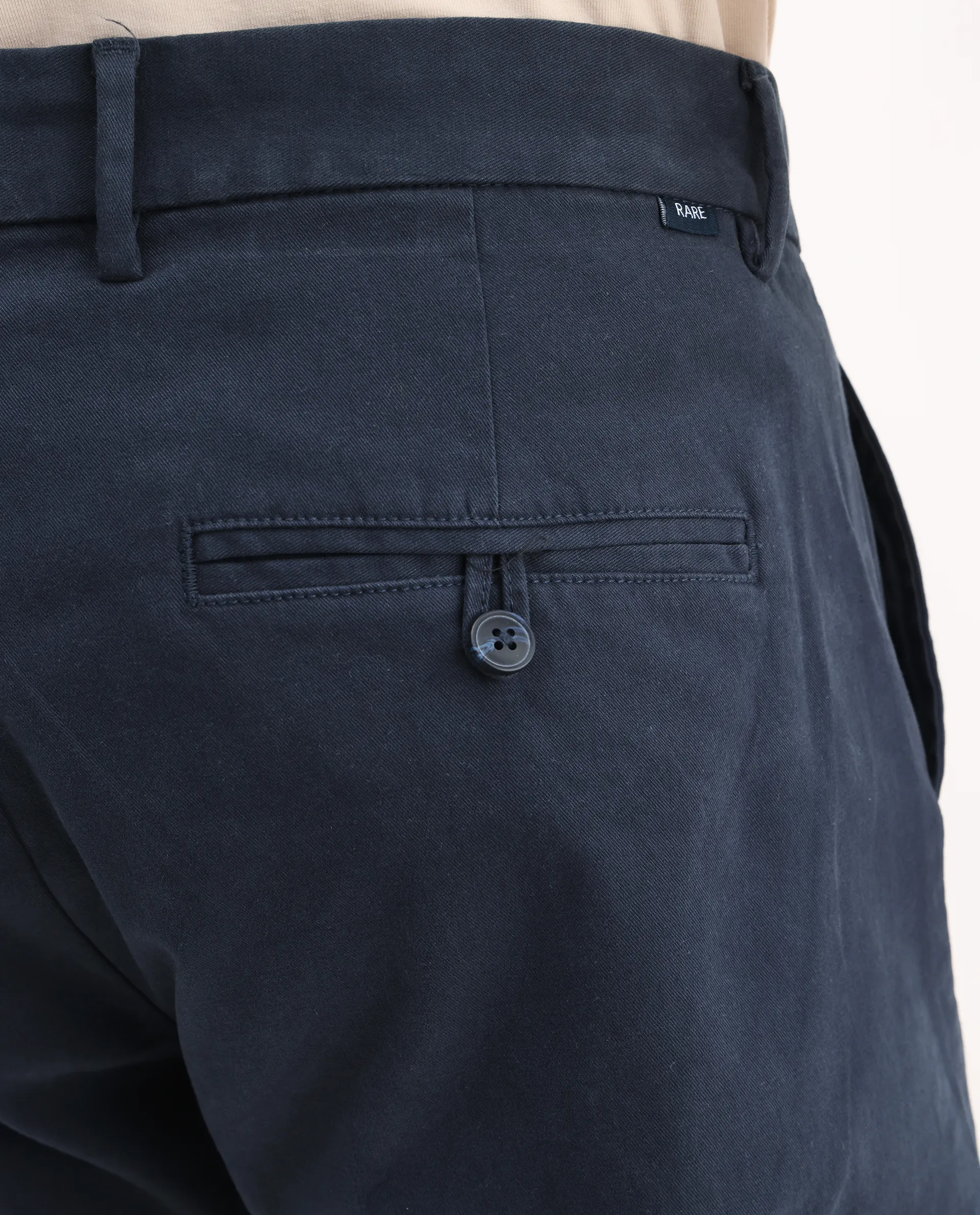 Rare Rabbit Men's Apex Navy Linen Blend Plain Regular Fit Trouser - Image 7