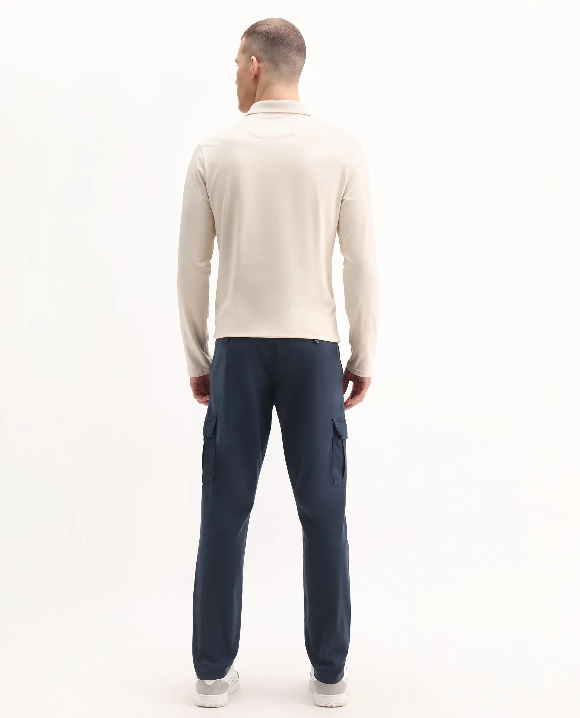 Rare Rabbit Men's Apex Navy Linen Blend Plain Regular Fit Trouser - Image 8