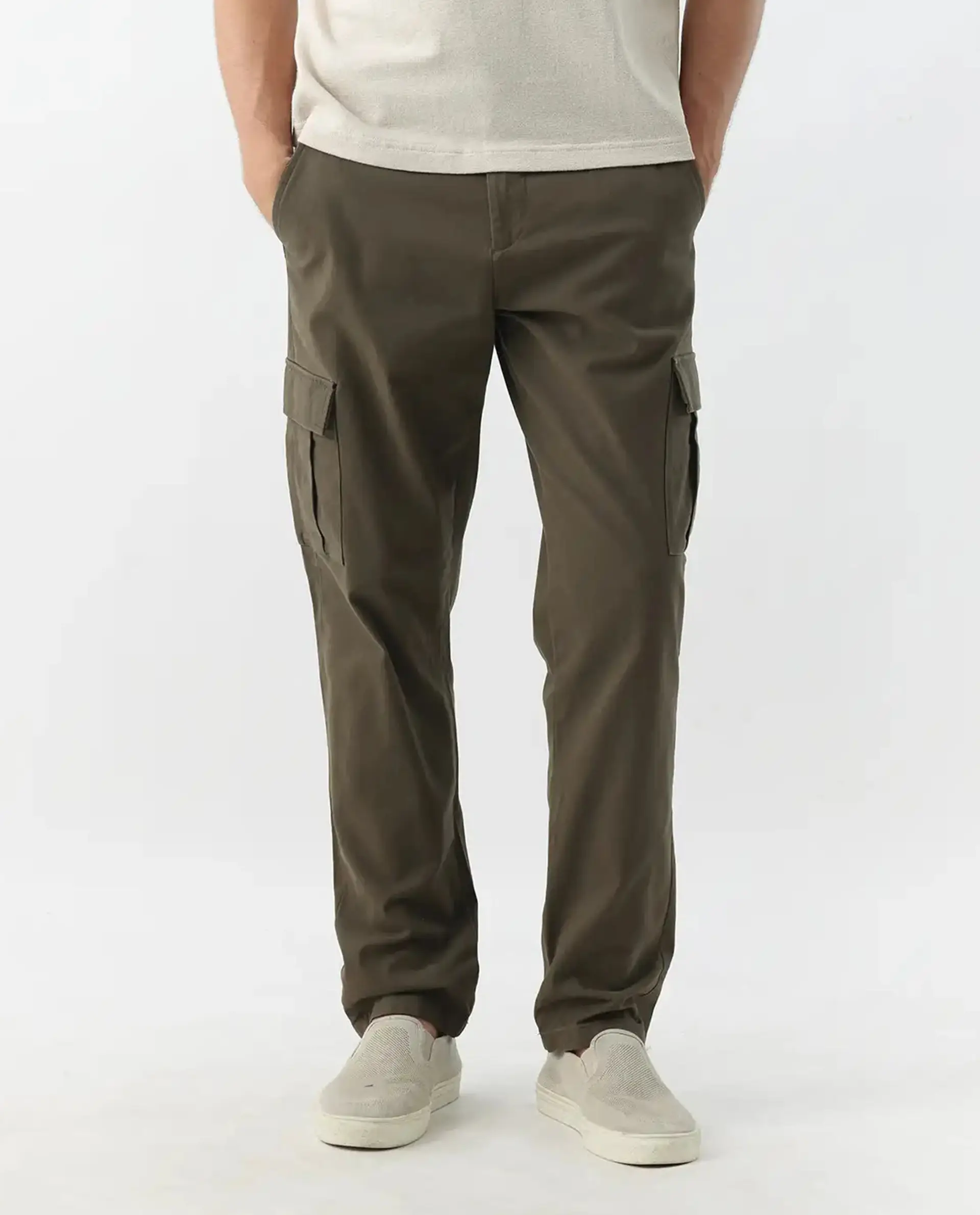 Rare Rabbit Men's Apex Olive Linen Blend Plain Regular Fit Trouser - Image 10