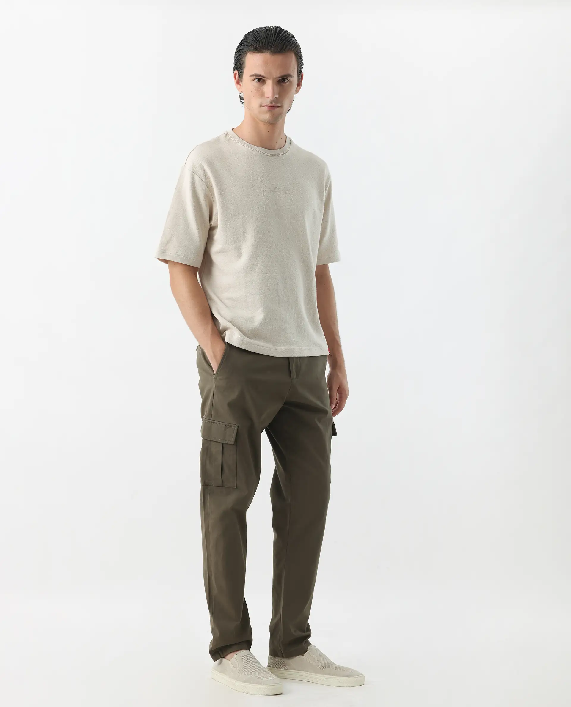 Rare Rabbit Men's Apex Olive Linen Blend Plain Regular Fit Trouser - Image 5