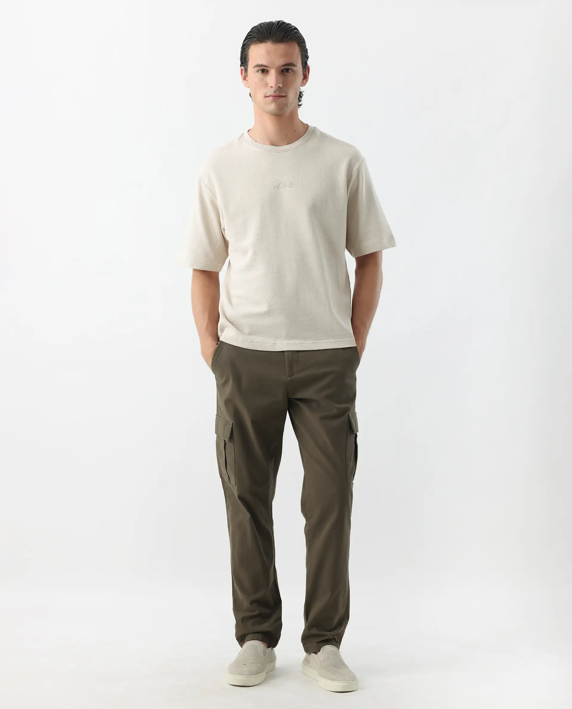 Rare Rabbit Men's Apex Olive Linen Blend Plain Regular Fit Trouser - Image 8