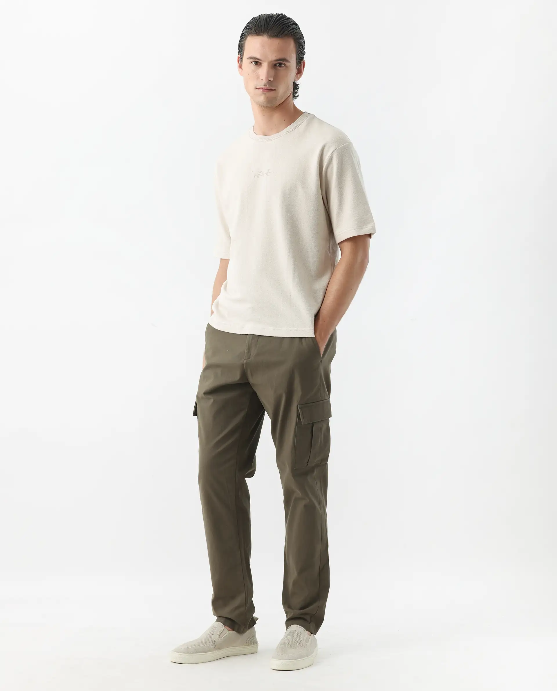 Rare Rabbit Men's Apex Olive Linen Blend Plain Regular Fit Trouser - Image 9