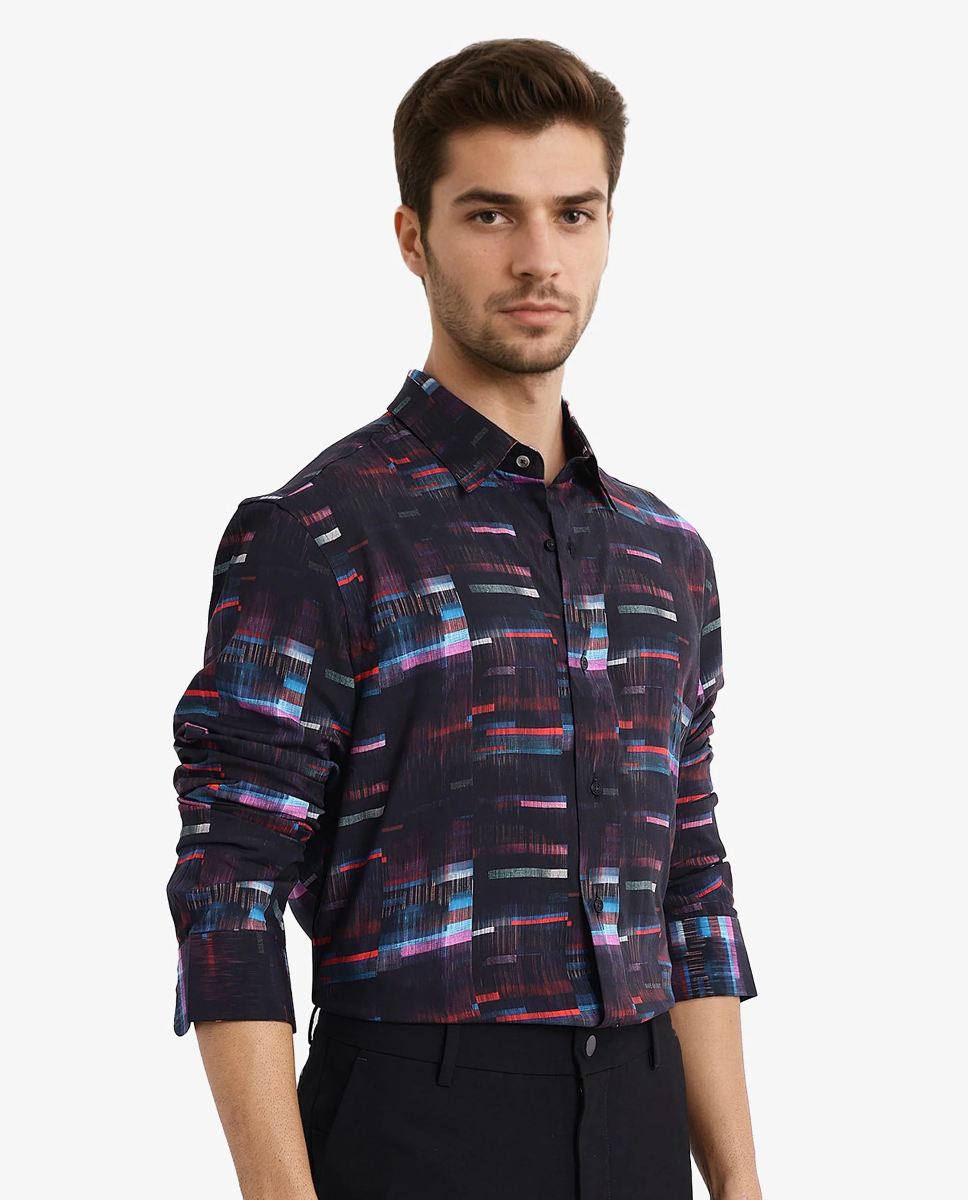 Rare Rabbit Men's Apon Black Viscose Abstract Print Regular Fit Full Sleeve Collared Shirt - Image 4