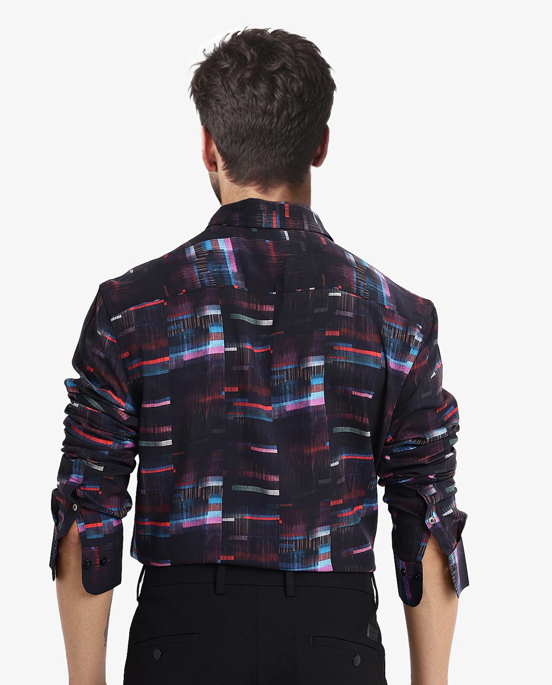 Rare Rabbit Men's Apon Black Viscose Abstract Print Regular Fit Full Sleeve Collared Shirt - Image 6